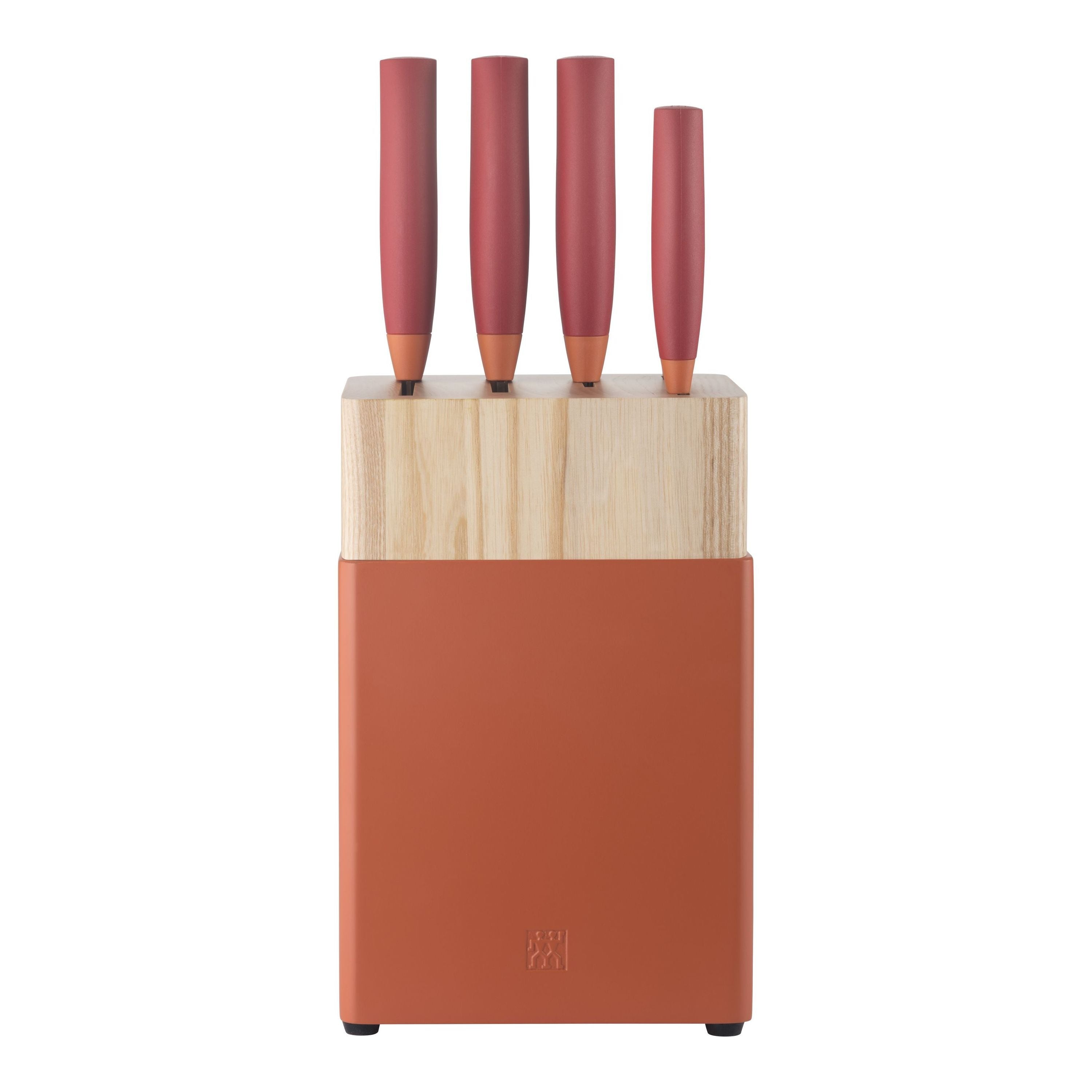 ZWILLING Now S 6 Piece Knife Block Set Orange Red Stainless Steel-0