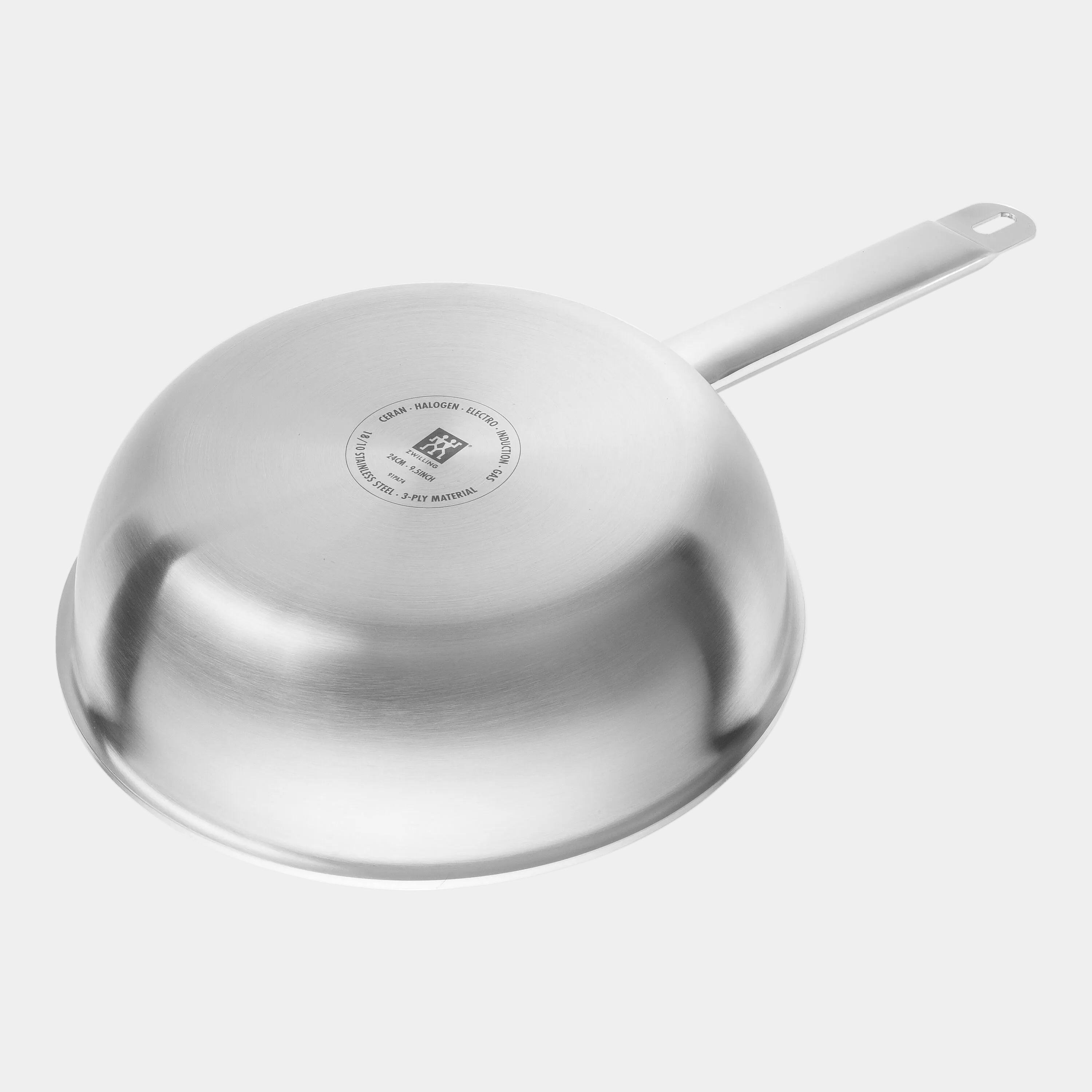 Stainless steel ZWILLING Pro 28cm Frying Pan with a brand logo on a white background