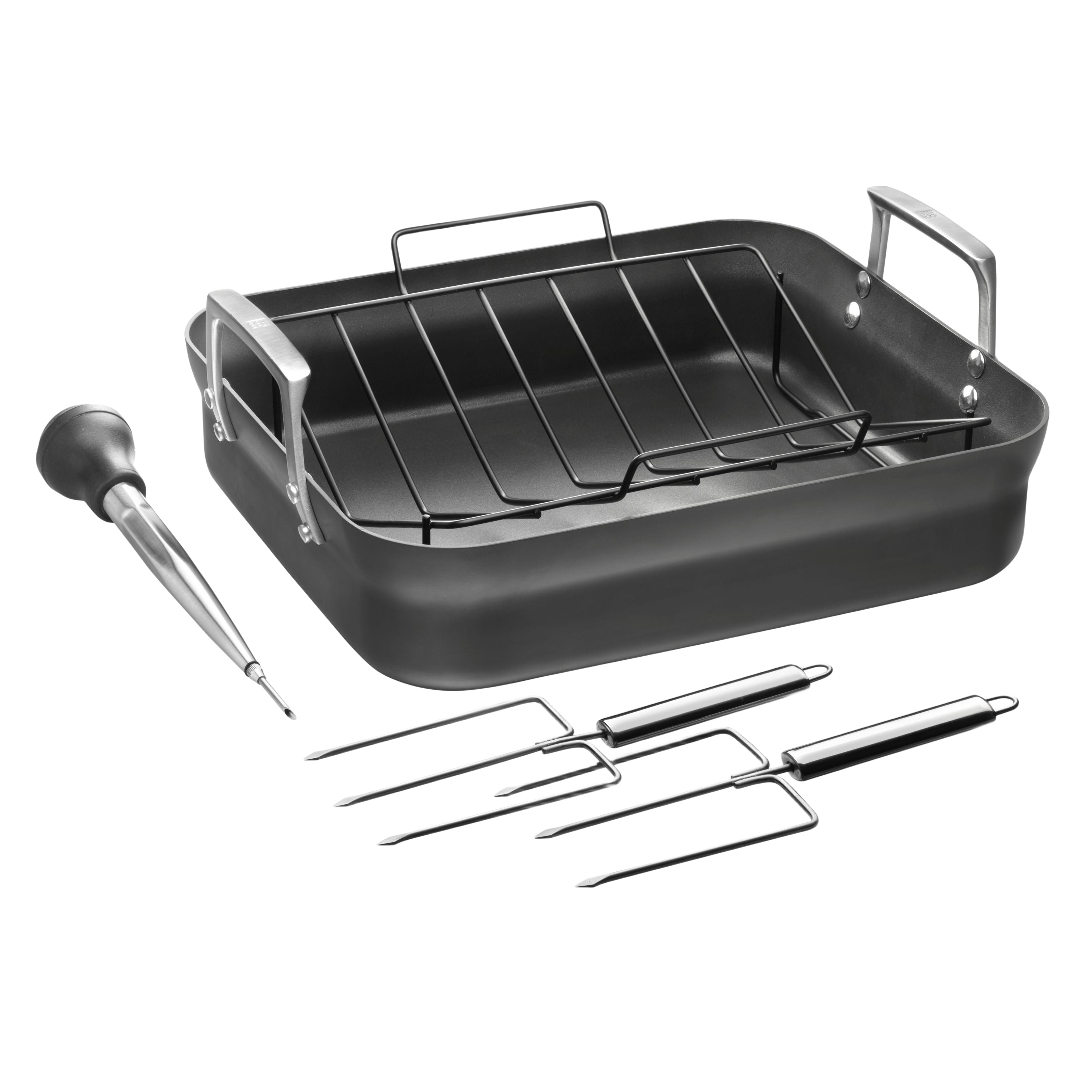 ZWILLING Motion Heavy Duty Aluminum Rectangular Roaster Set 41 X 36 cm Black with Nonstick Coating-1