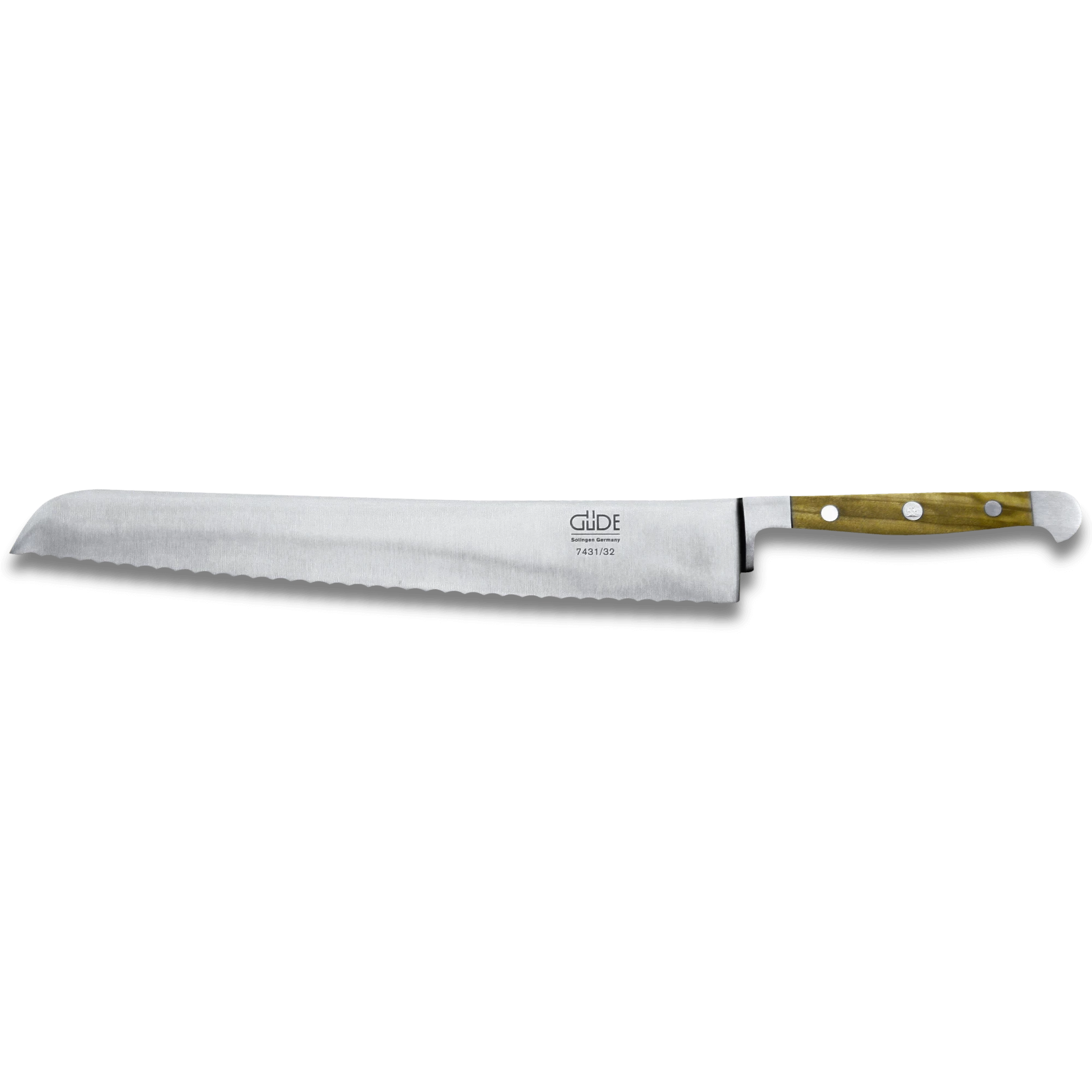 ALPHA OLIVE | Bread Knife Franz Dude 12.5 " Right hand Version| Forged steel / Olive Wood Handle