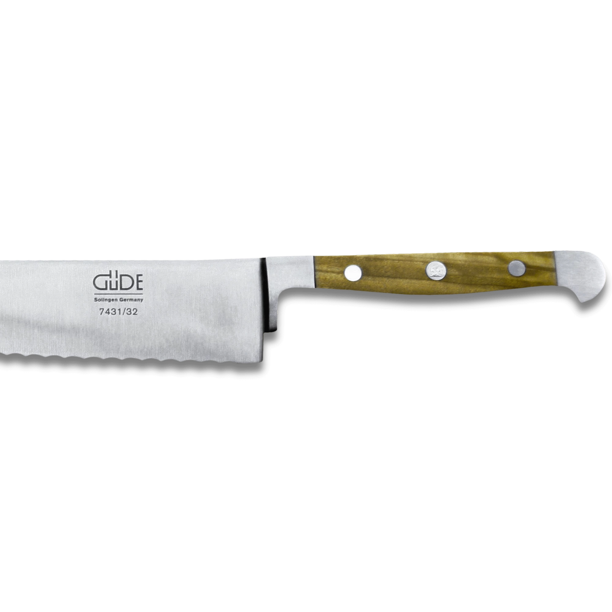 ALPHA OLIVE | Bread Knife Franz Dude 12.5 " Right hand Version| Forged steel / Olive Wood Handle