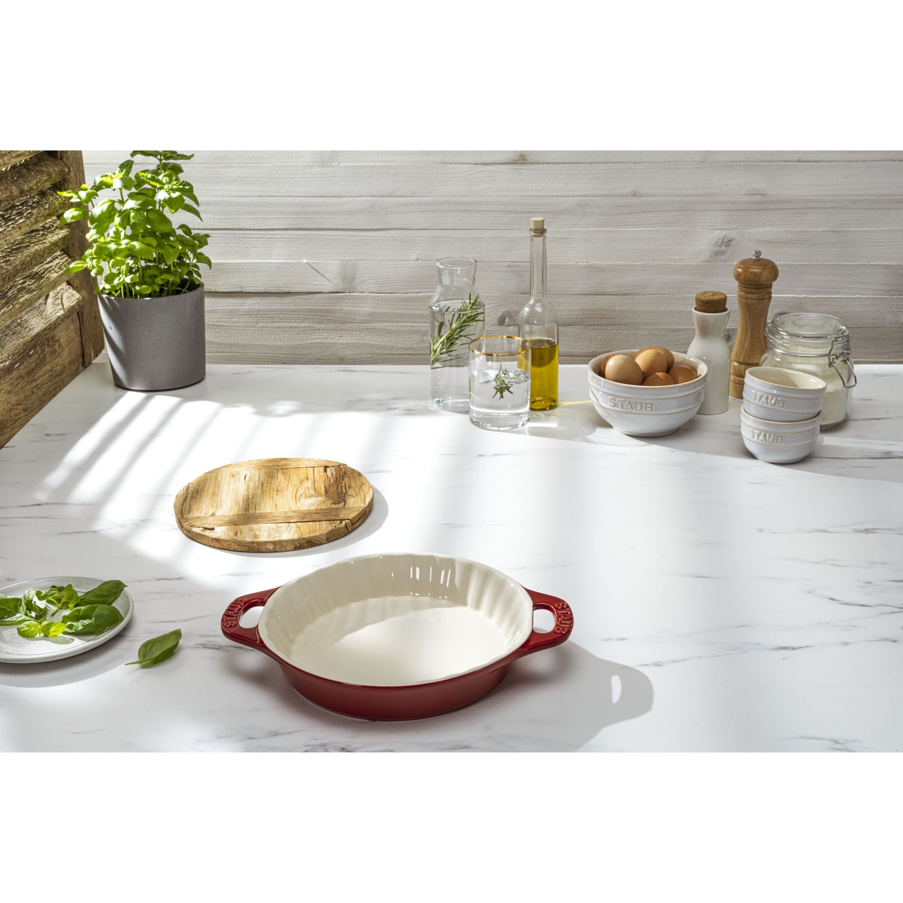STAUB Ceramique 24 cm Ceramic Round Pie Dish, Cherry-2