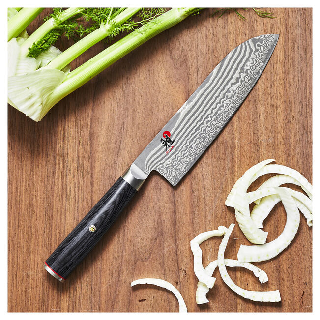 Miyabi Kaizen II 5000FCD 7″ Santoku – FC61 Core, 48‑Layer Damascus, D‑Shape Pakkawood Handle