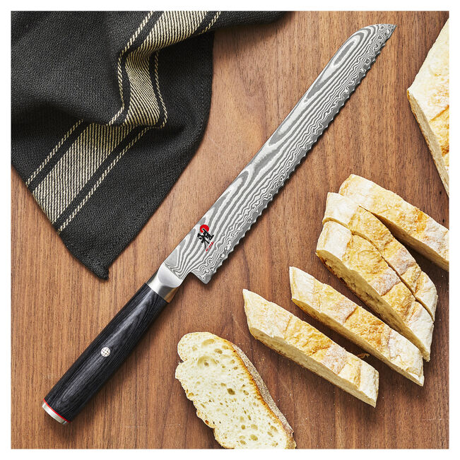 Miyabi Kaizen II 5000FCD 9.5″ Bread Knife – FC61 Core, 48‑Layer Damascus, D‑Shape Pakkawood Handle