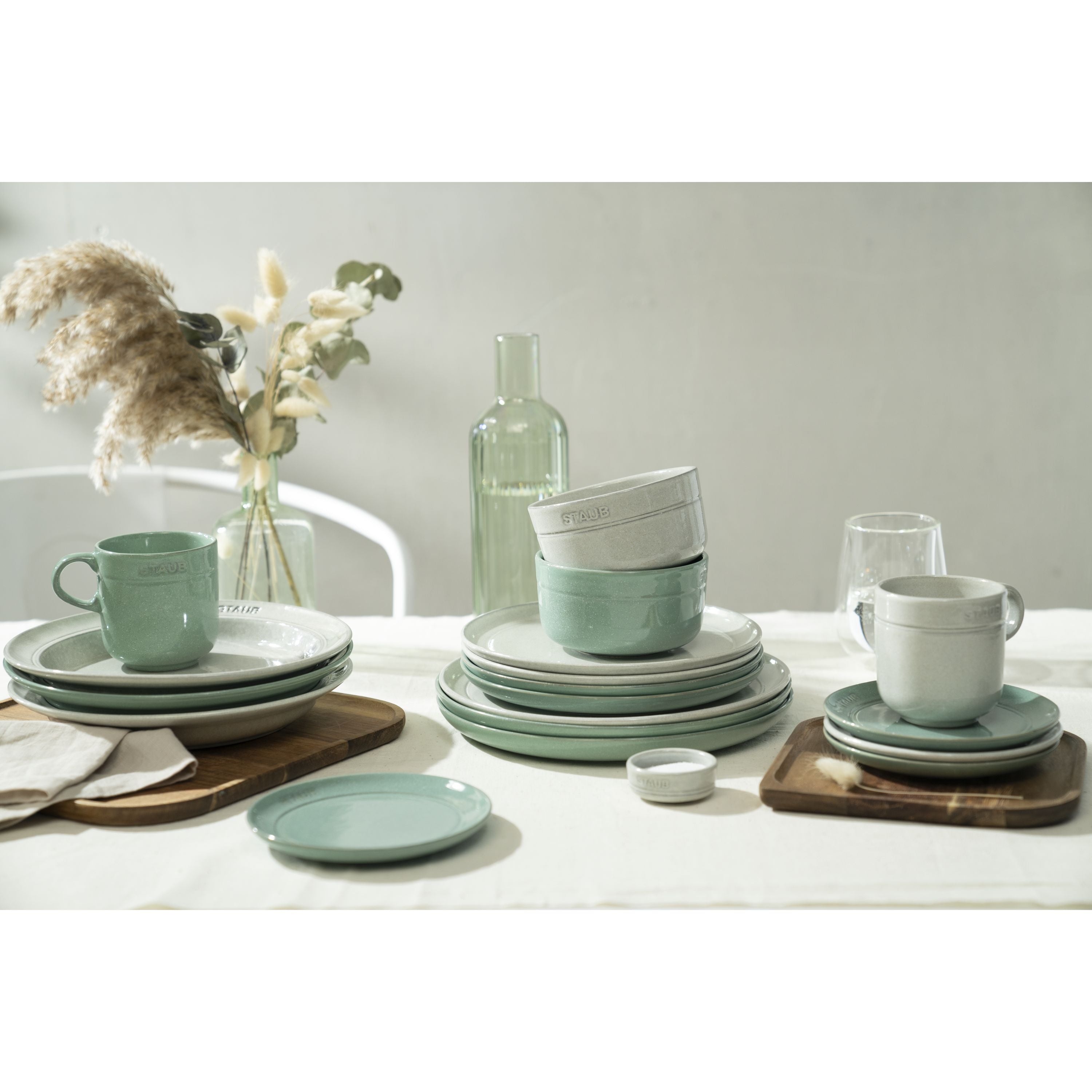 STAUB Dining Line 4 Piece Ceramic Condiment Bowl Set, White Truffle