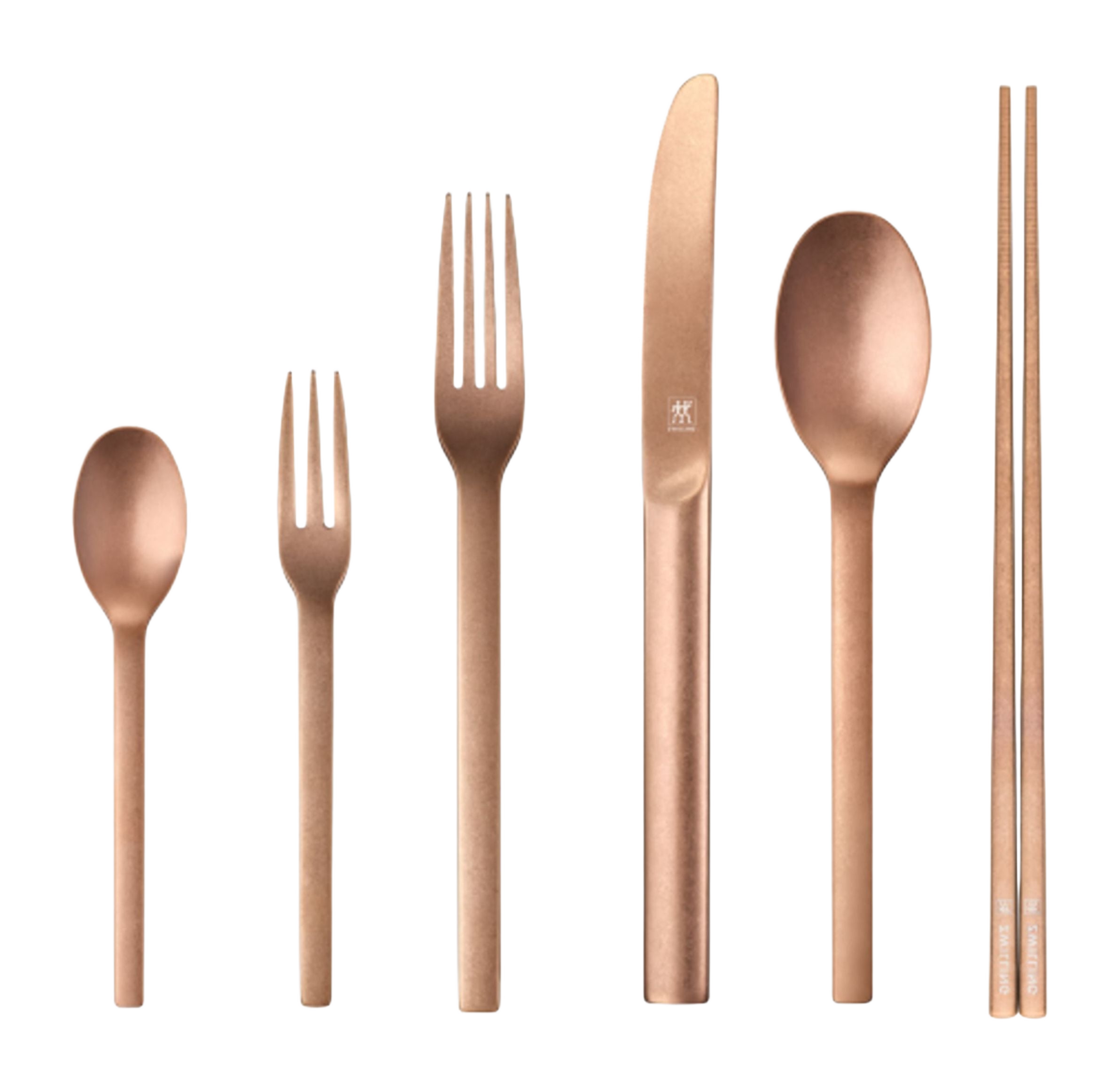 ZWILLING Minimale 24 Piece Rose Gold Flatware Set with PVD Coating-0