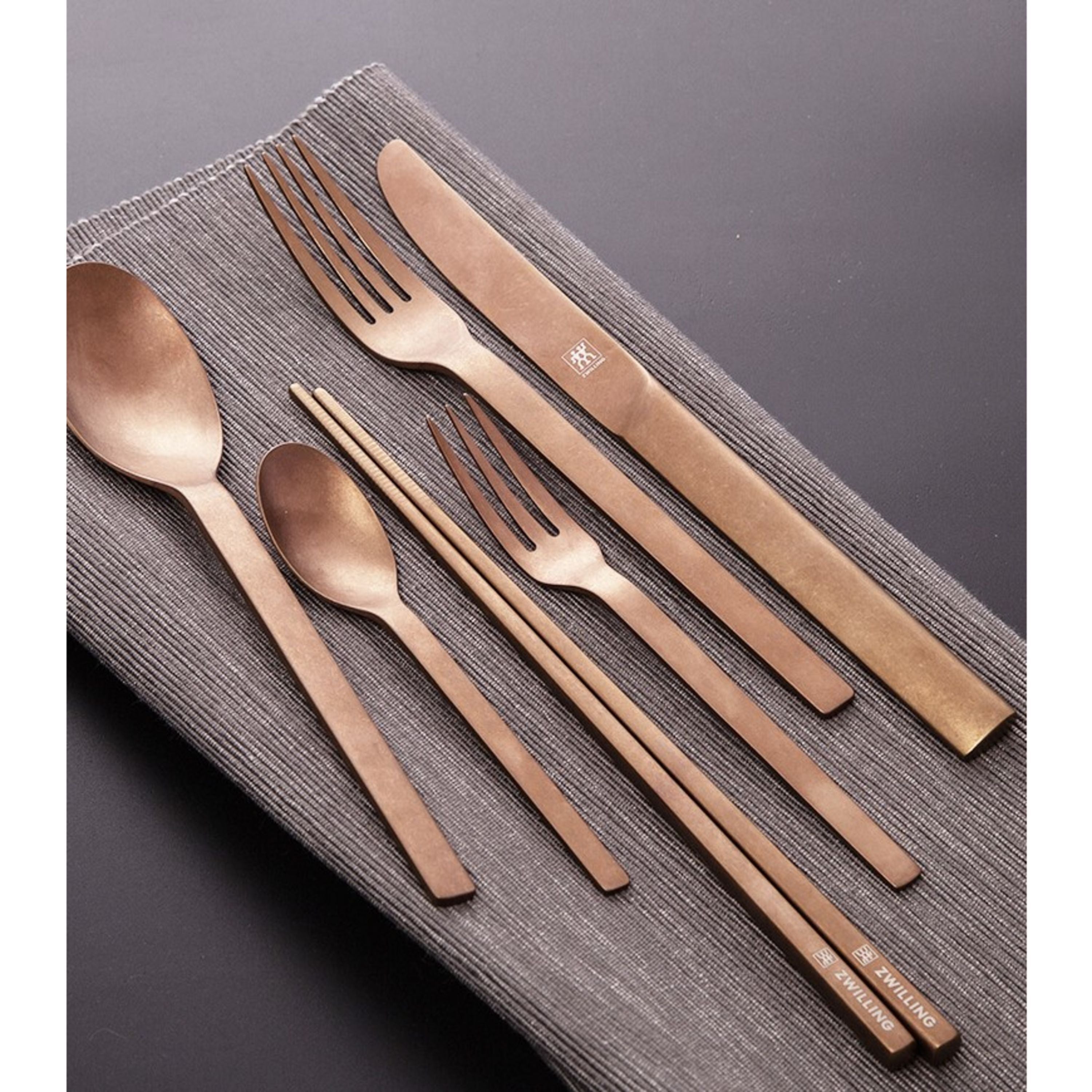 ZWILLING Minimale 24 Piece Rose Gold Flatware Set with PVD Coating-1
