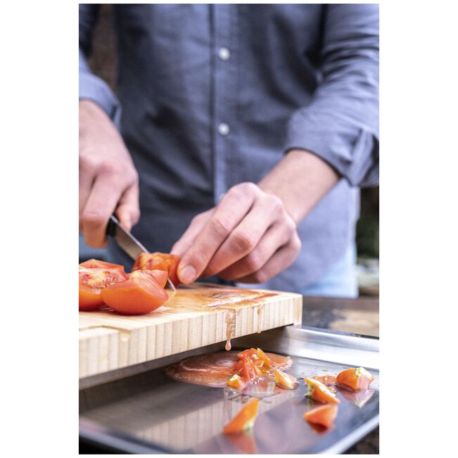 Zwilling BBQ+ Cutting Board with Stainless‑Steel Tray – FSC Bamboo, Groove & Non‑Slip Feet