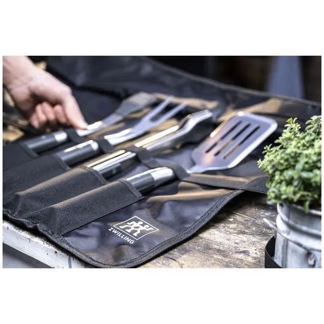 ZWILLING BBQ+ 5-Piece Stainless Steel Grill Tool Set – BBQ Essentials with Chef’s Wrap