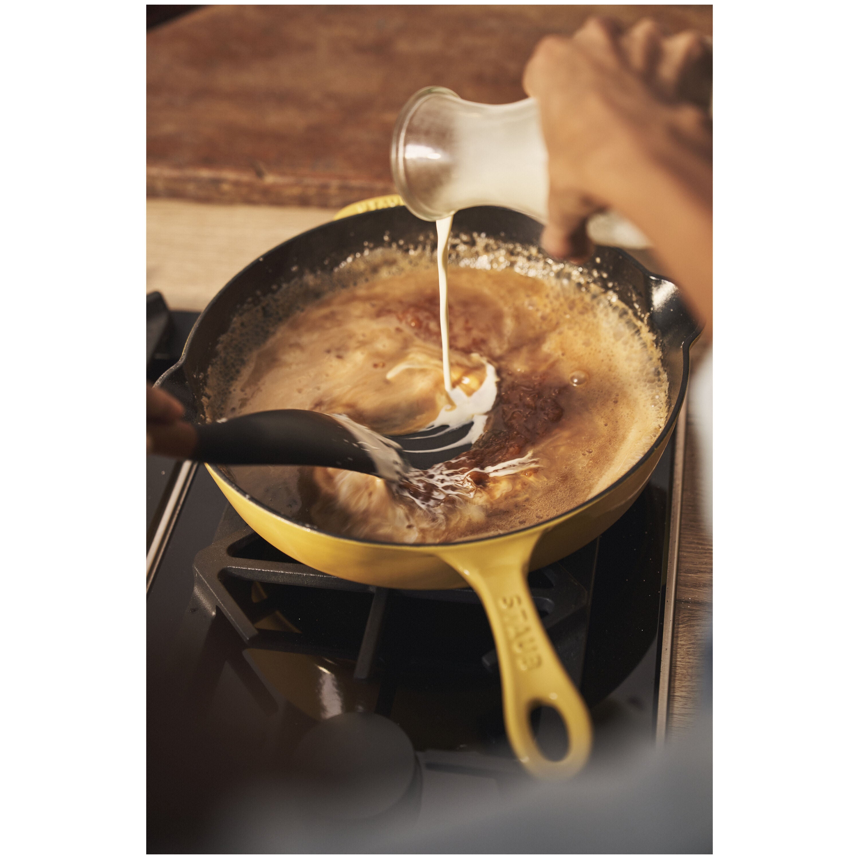 STAUB Pans 22 cm / 8.5 inch Cast Iron Traditional Deep Frypan, Citron