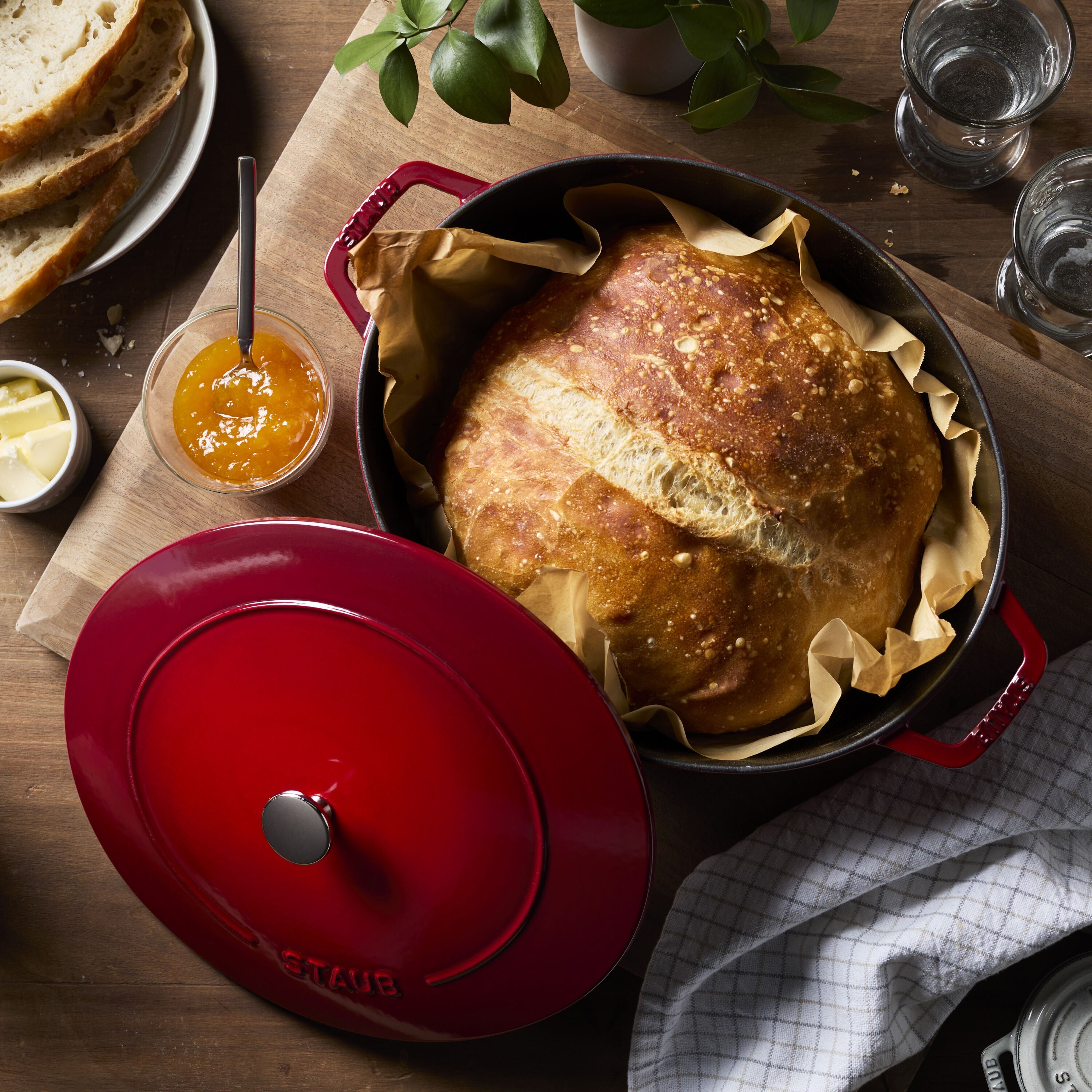 Staub La Cocotte 6 L Cast Iron Oval Wide Oval Dutch Oven, Cherry-1