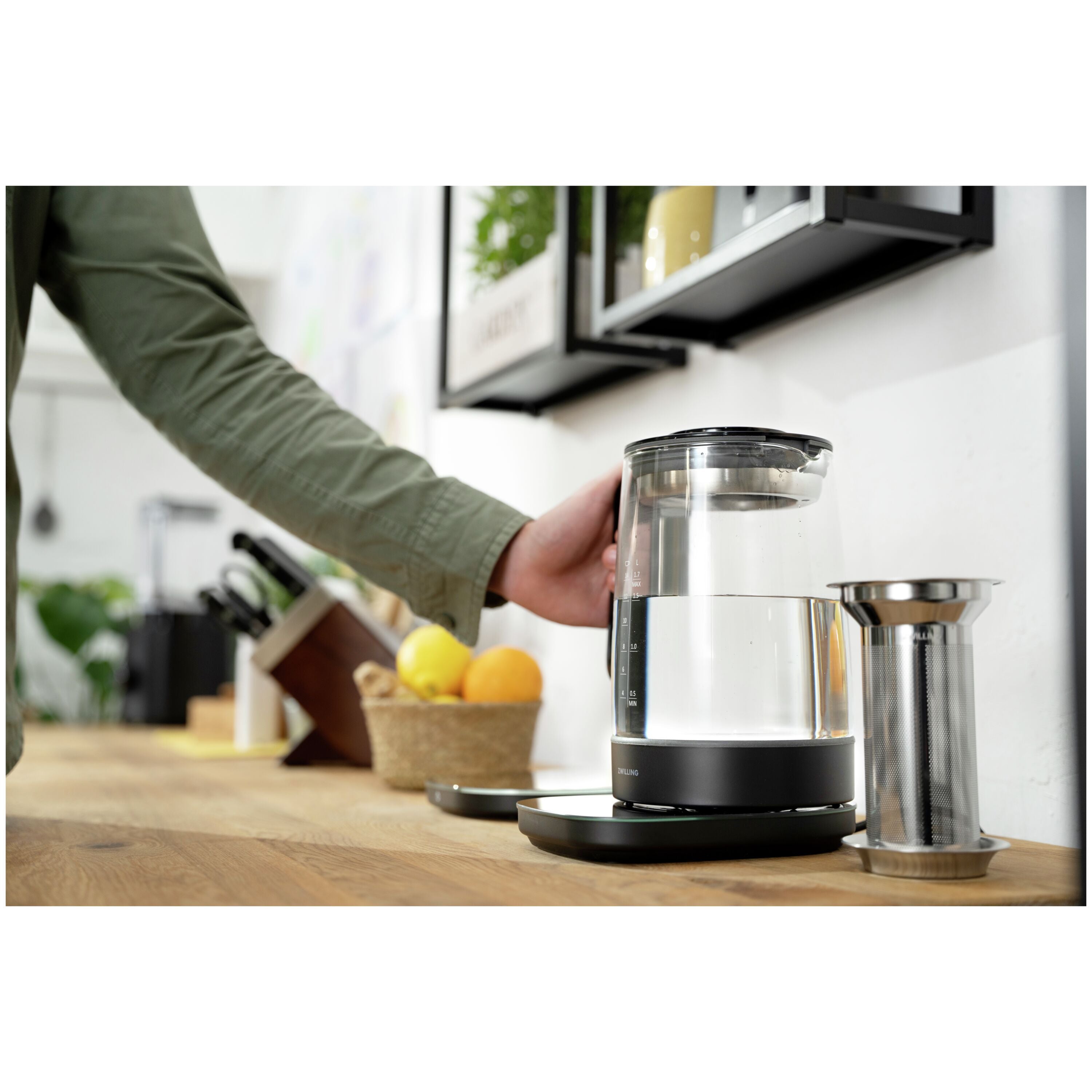 ZWILLING Enfinigy 1.7 L Glass Programable Electric Kettle, Black-1