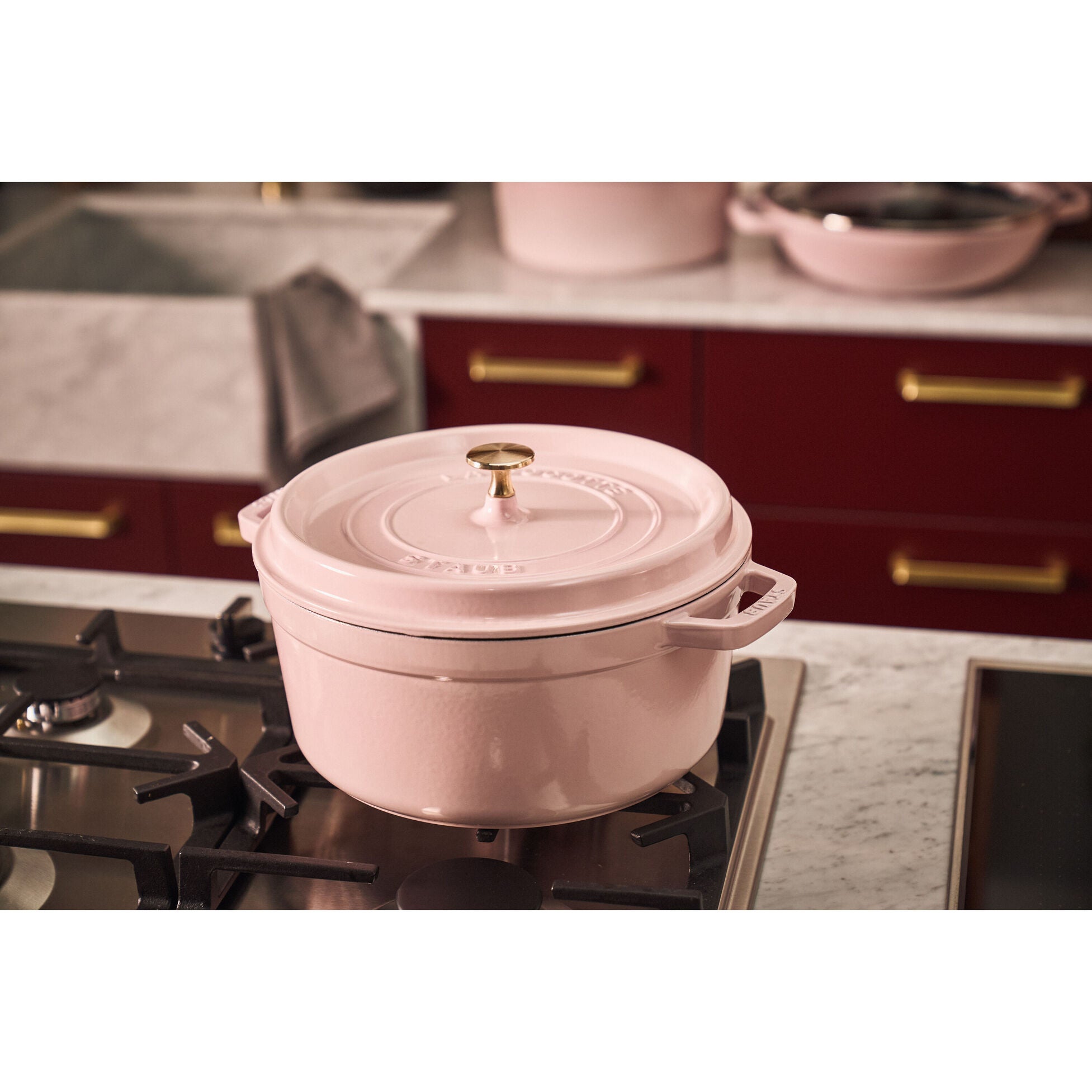 STAUB La Cocotte 3.7 L Cast Iron Round Cocotte, Sorbet Rose