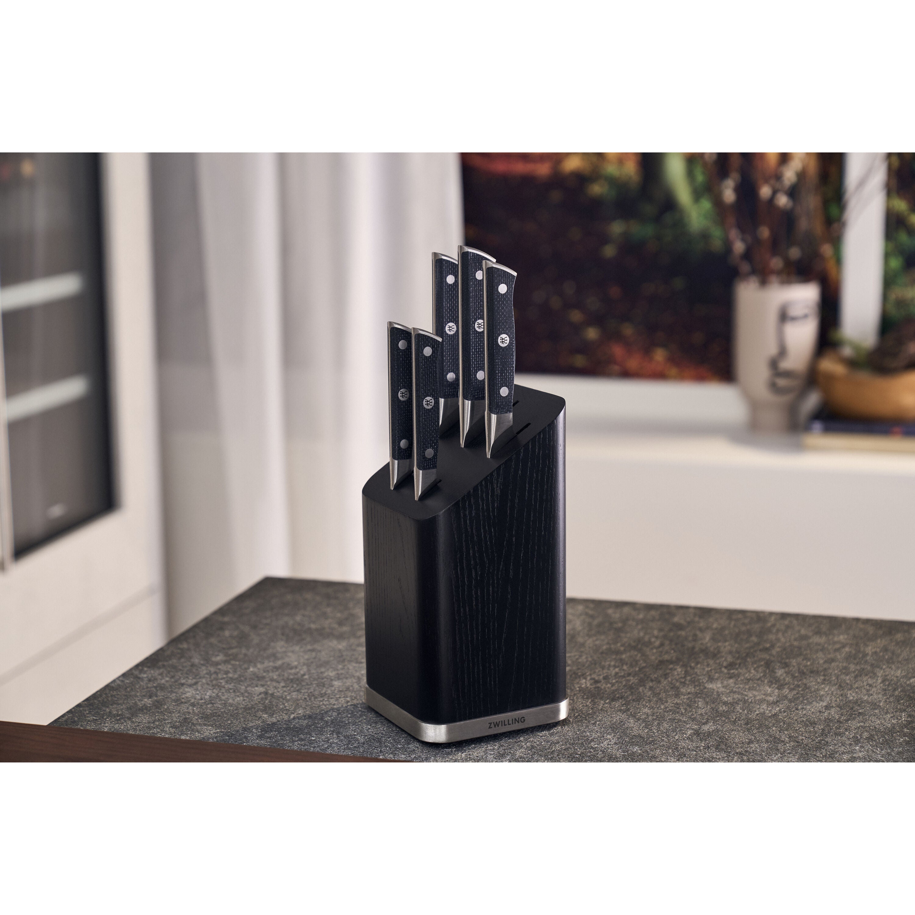 ZWILLING Spectrum 6-Piece Knife Block Set - German-Made Sharpness with Micarta Handles Black-2