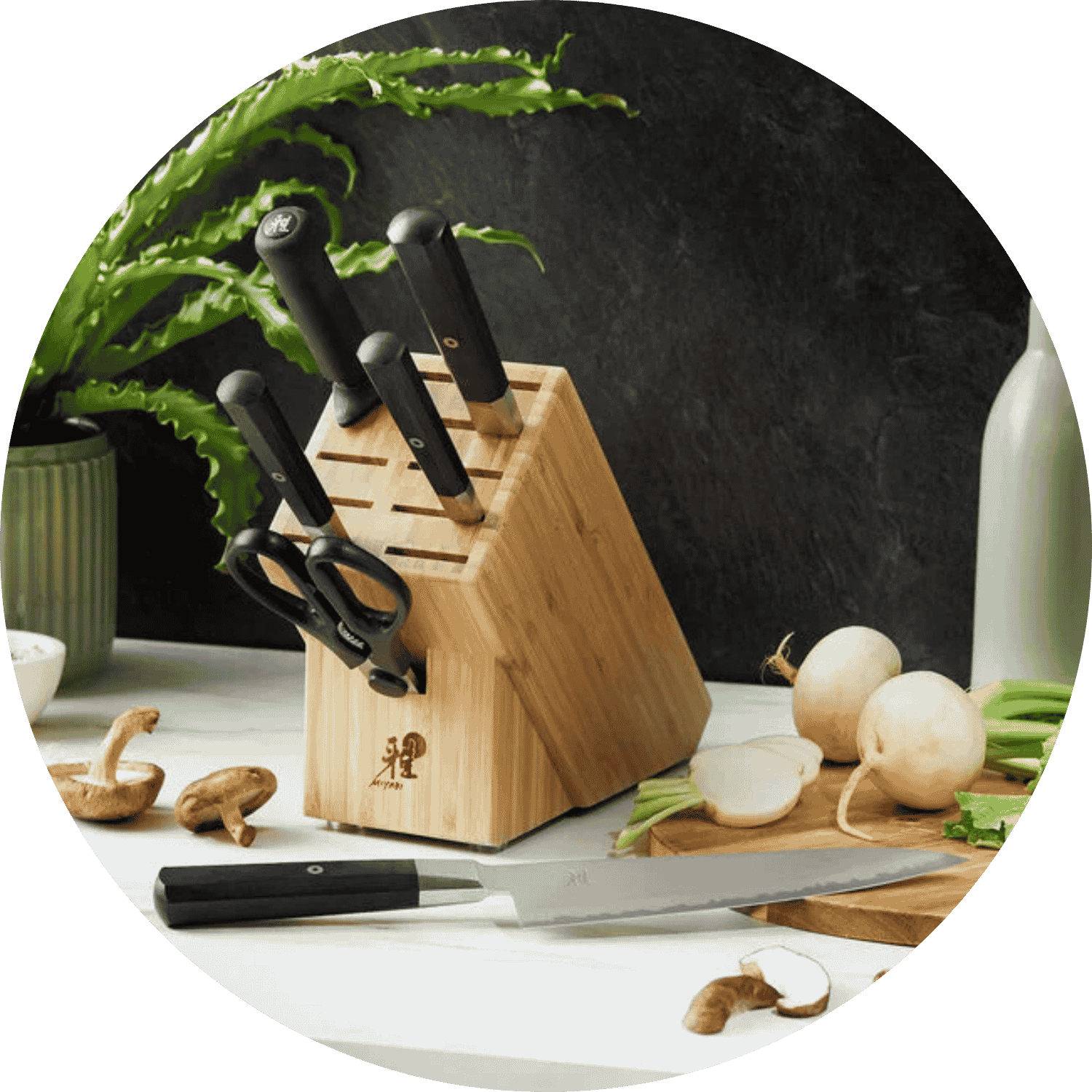 MIYABI 4000 FC 7 Piece Knife Block Set, Brown