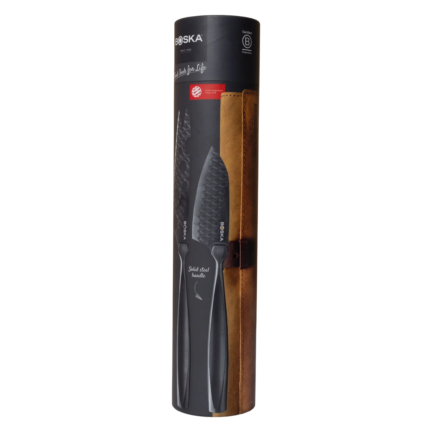 BOSKA Monaco+ Cheese Knife Set — 3-Piece Stainless Steel with Leather Knife Roll