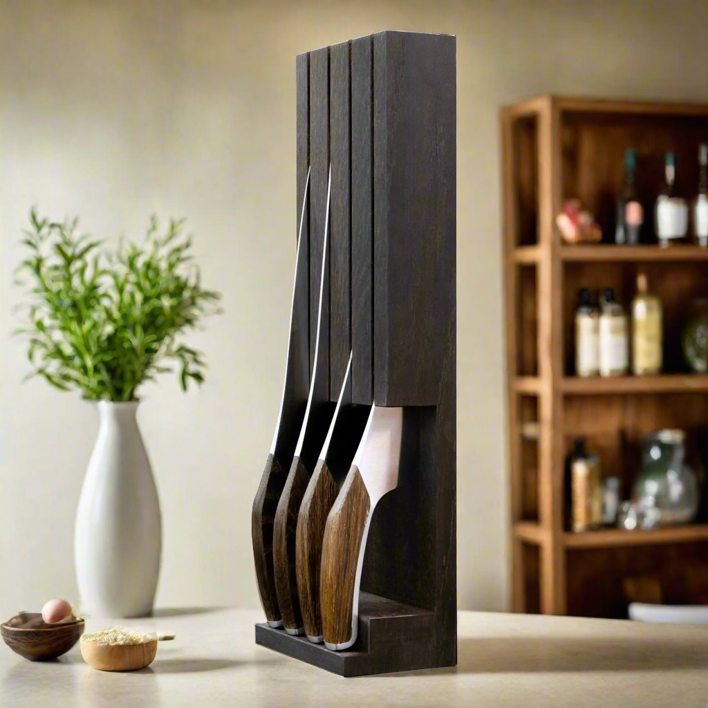 SYNCHROS | Set of 4 Knives with Oak-wood Knife holder