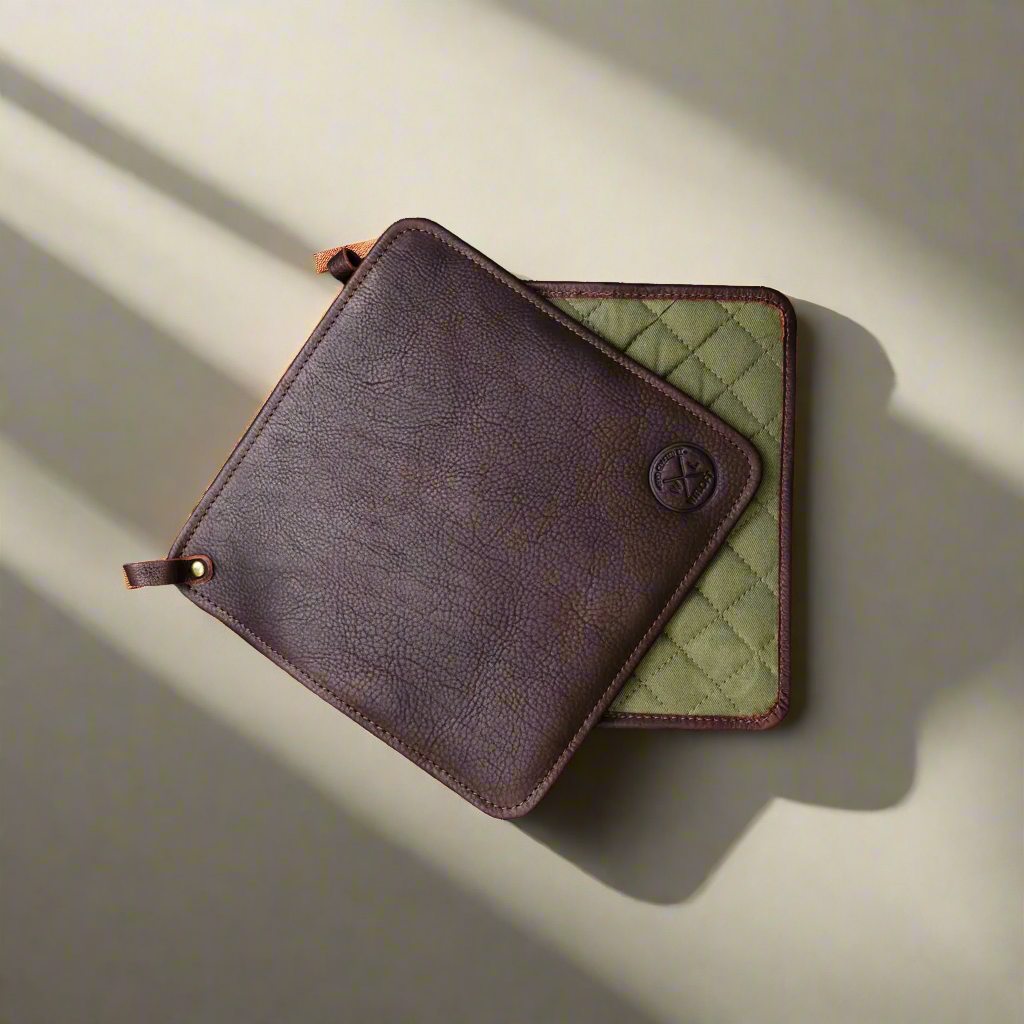 WITLOFT | Potholder Set of 2pcs Leather - Dark Brown