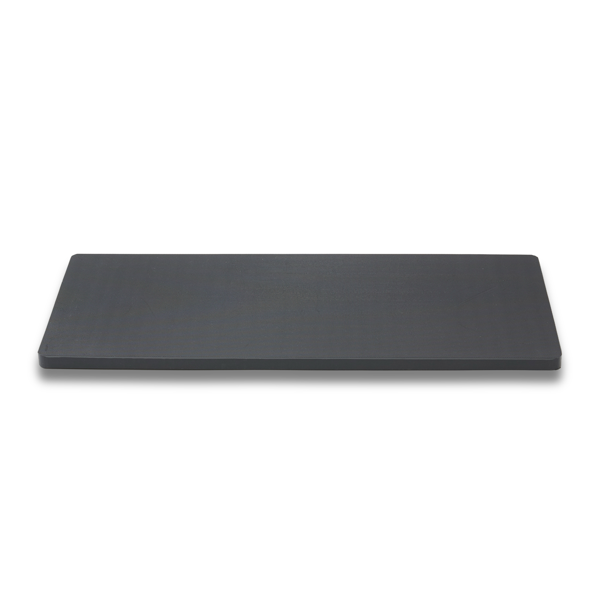 Rectangular black stone slab on a white background