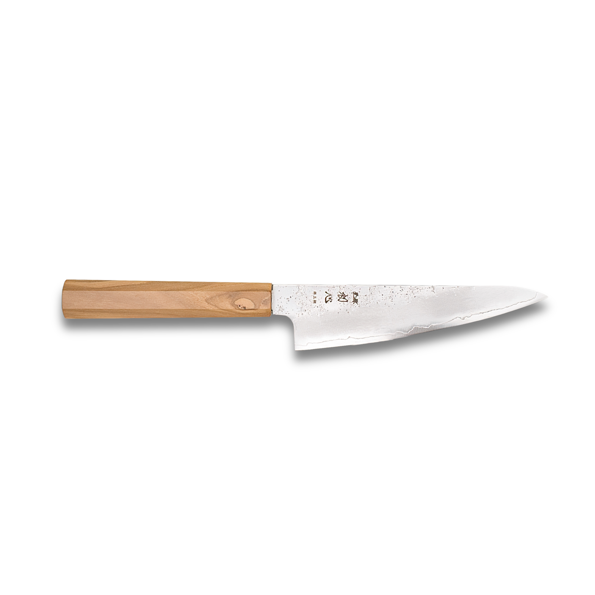 Ginrei Silver 3 Nashiji Kudamono Knife 150mm with olive wood handle for precise kitchen prep.