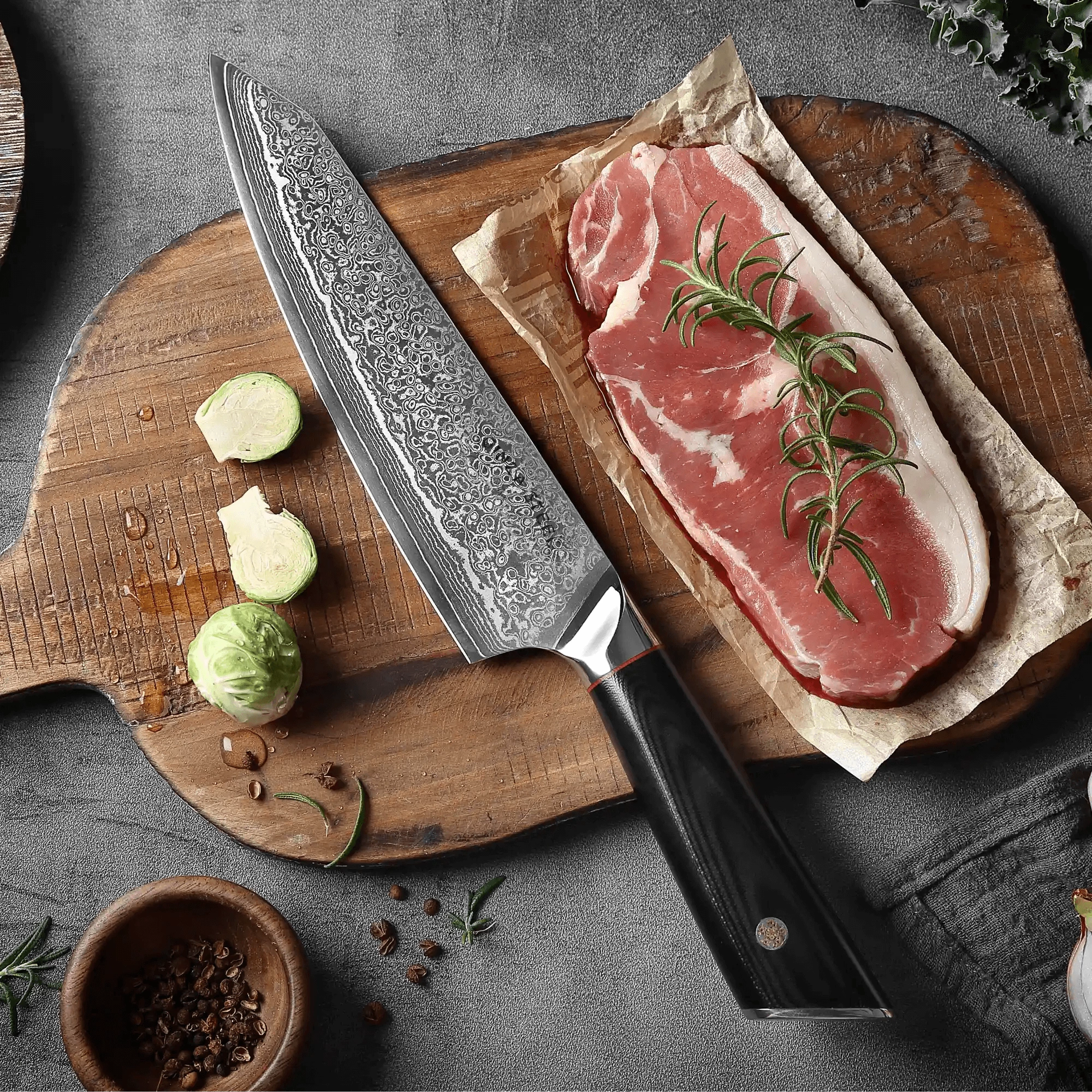 HAGAKURE 21 | Chef Knife Knife 8" - 67 Layer AUS 10 Damascus Steel