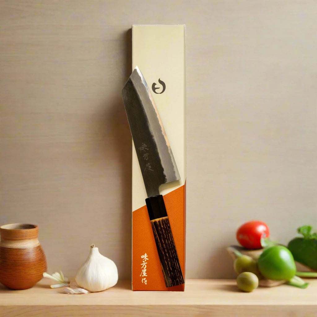 Hinoura Ajikataya Bunka Knife 180mm – Kurouchi Finish, White #2 Steel