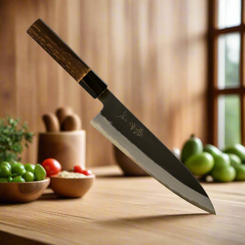 Hinoura Ajikataya Gyuto Knife 210mm – Kurouchi Finish, White #2 Steel
