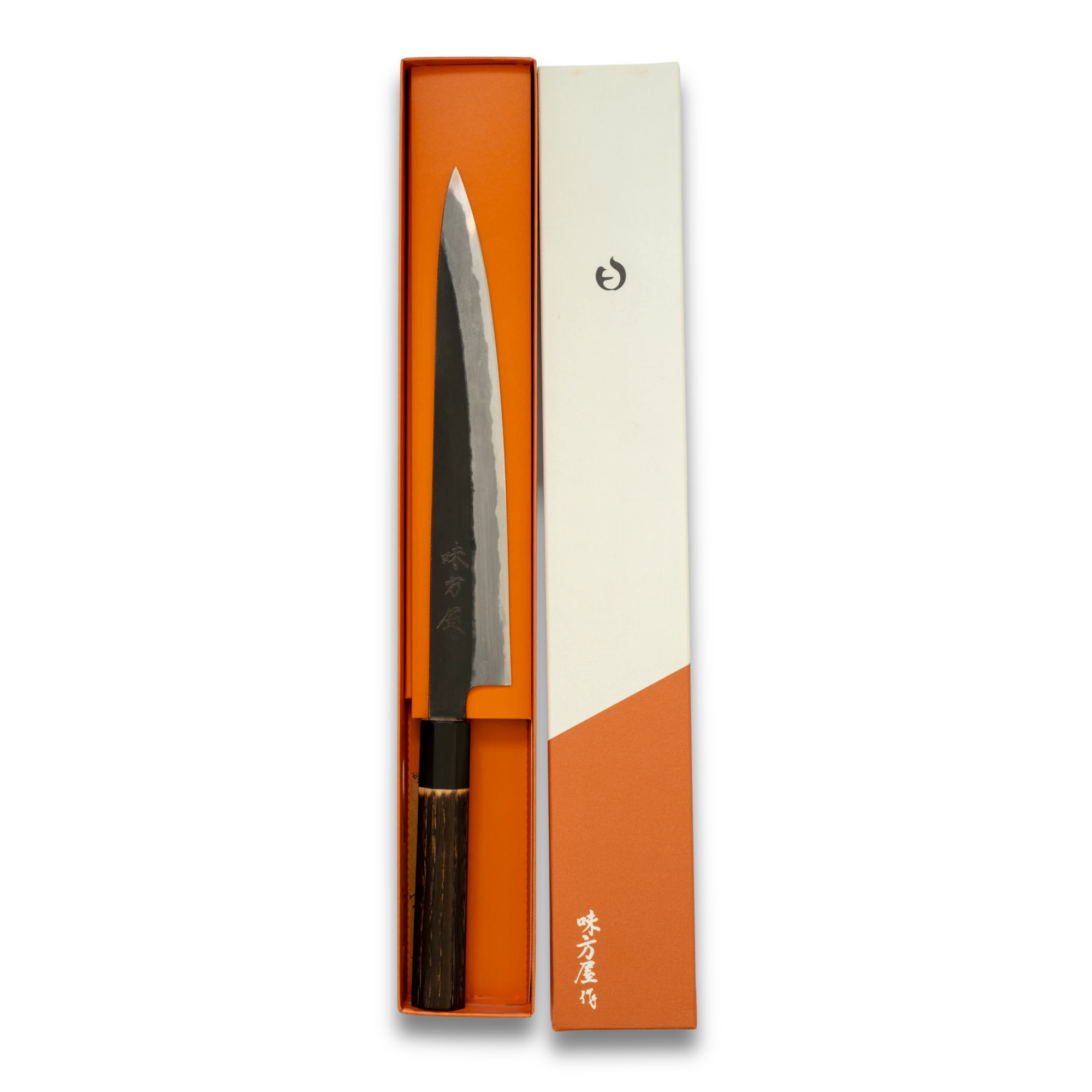 Hinoura Ajikataya Sujihiki Knife 240mm – Kurouchi Finish, White #2 Steel