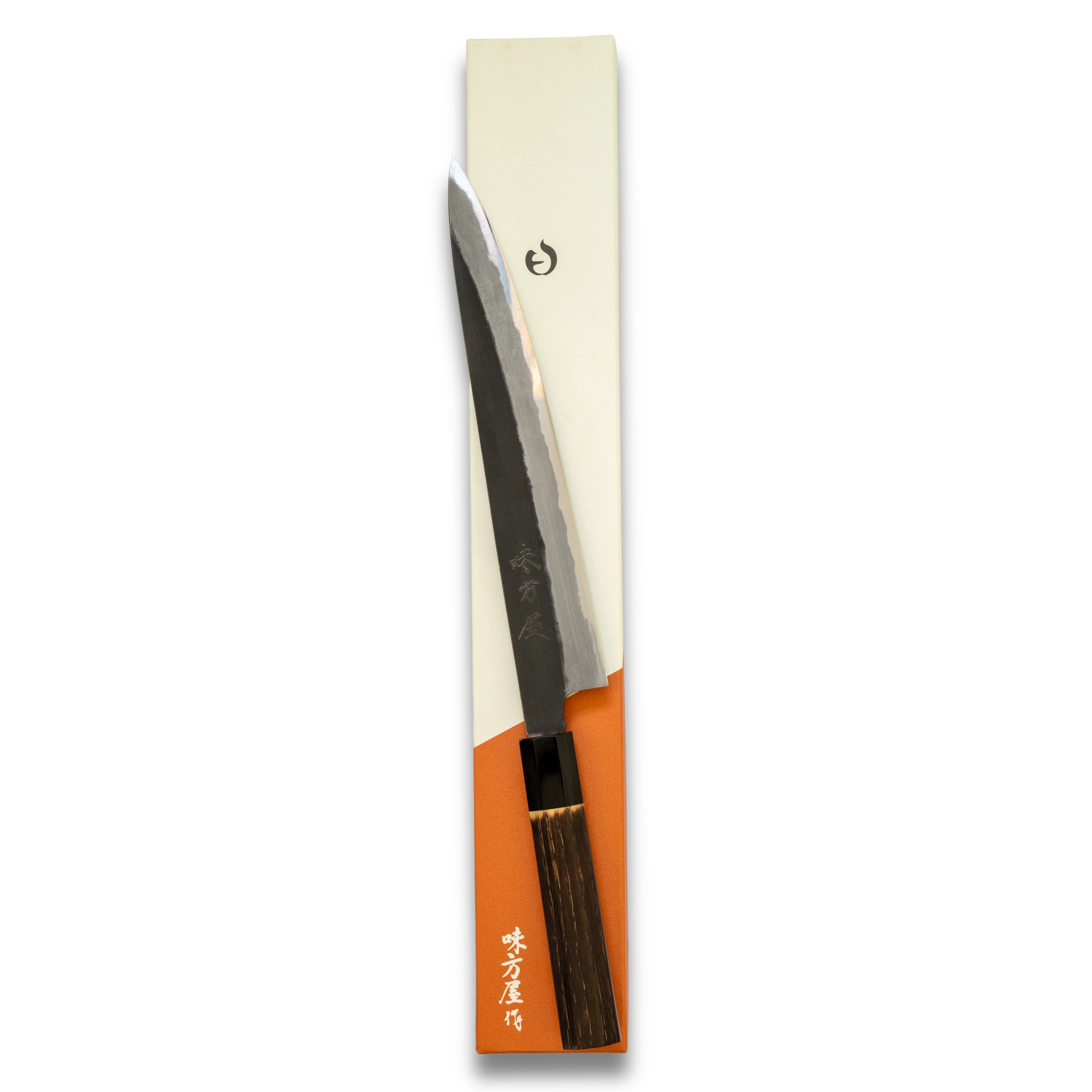 Hinoura Ajikataya Sujihiki Knife 240mm – Kurouchi Finish, White #2 Steel