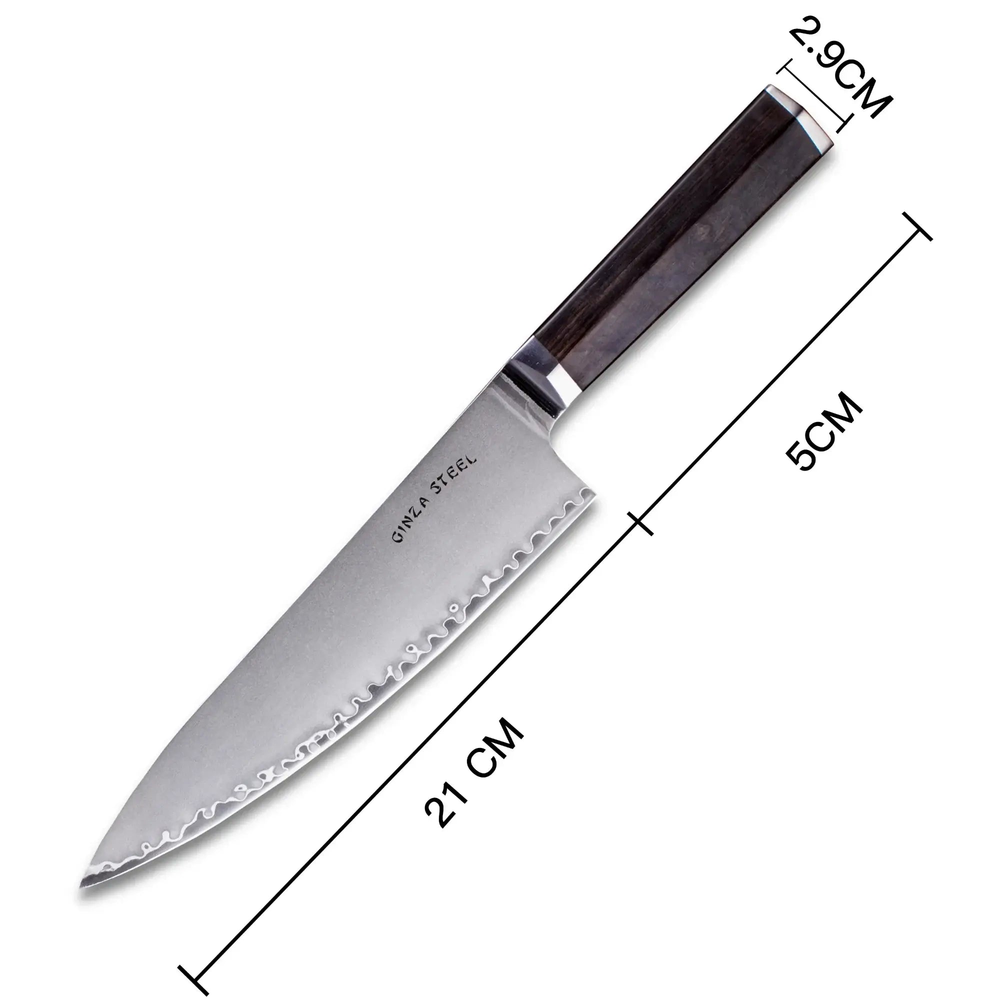 PORTIA 20 | Couteau de Chef 8" Acier Damas VG10 / Manche Bois d'Ebène