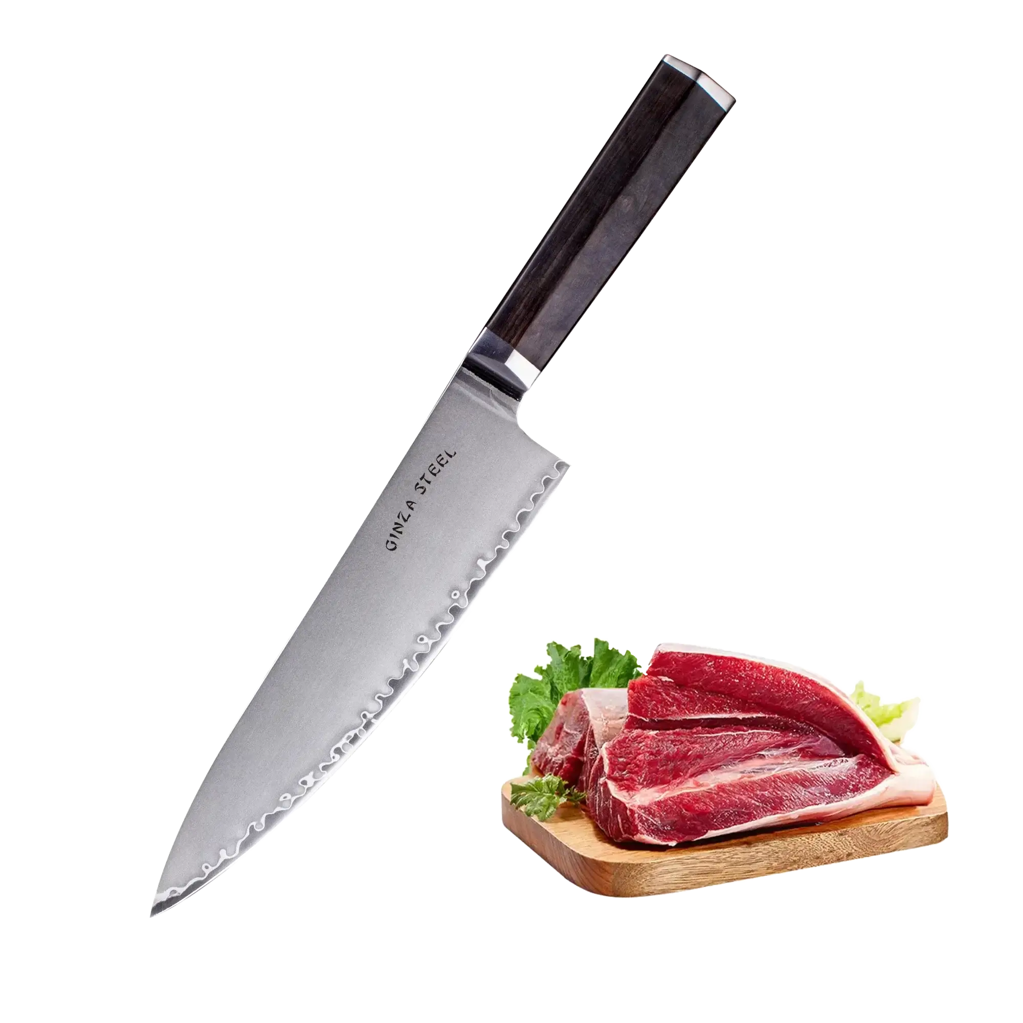 PORTIA 20 | Couteau de Chef 8" Acier Damas VG10 / Manche Bois d'Ebène