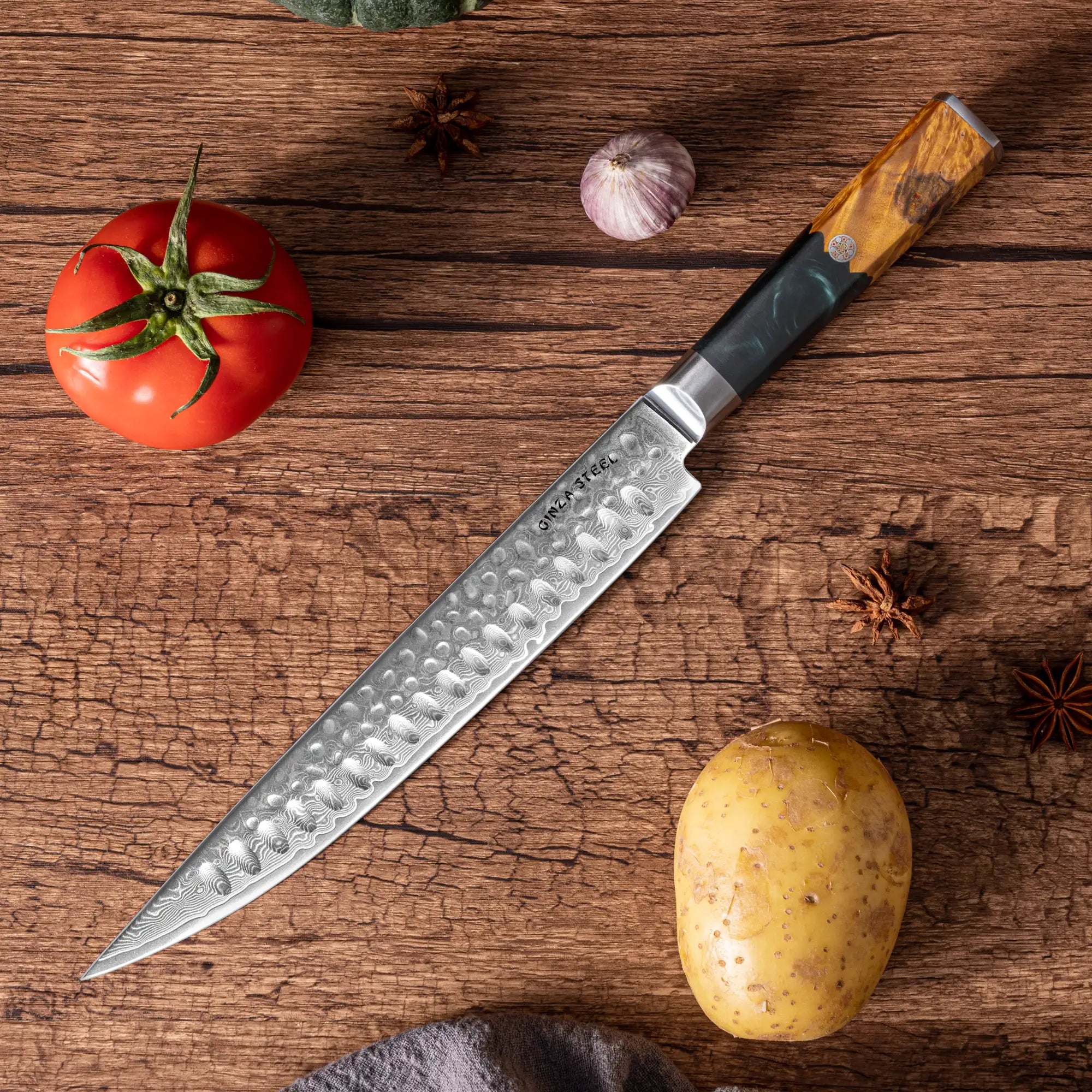 Kaze Katana – 9-Inch Carving Knife, Damascus VG10 Steel, 67 Layers