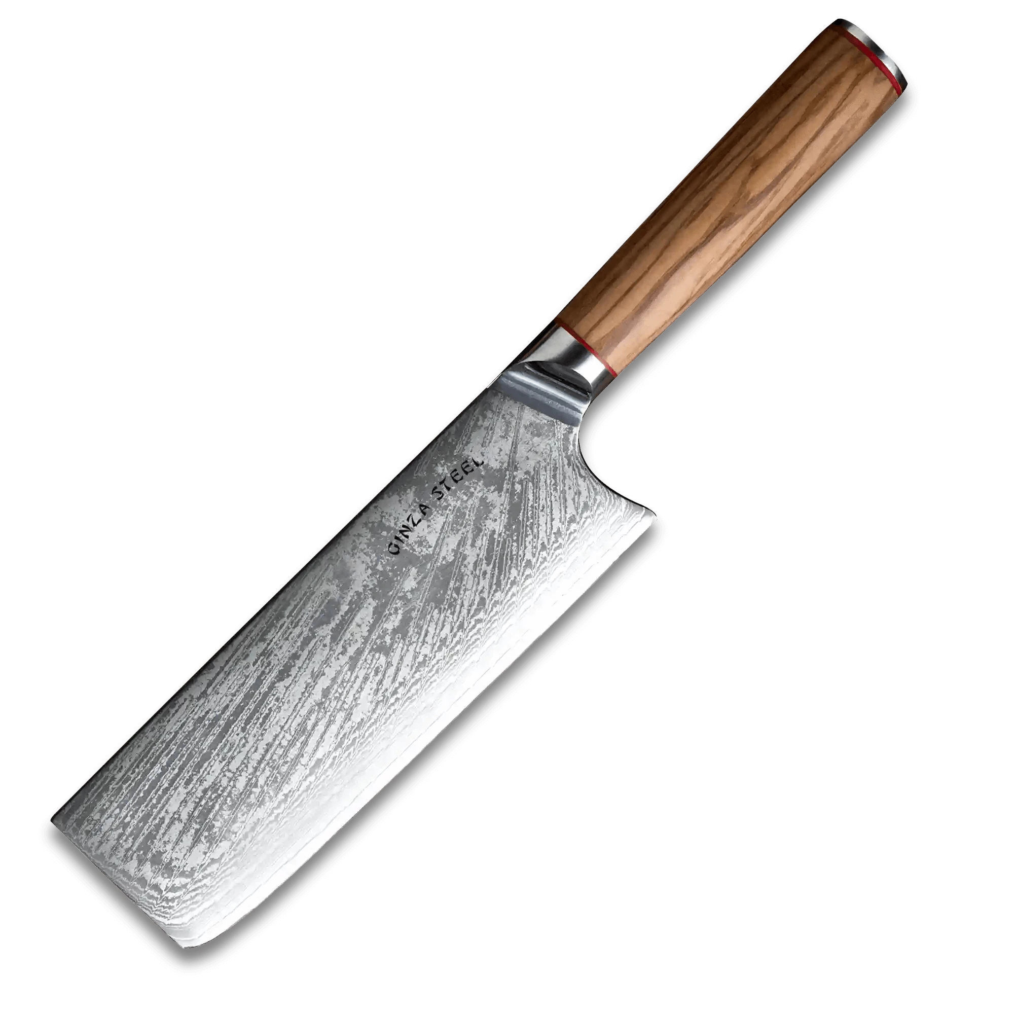 MIA X | Couteau Cleaver 7" Acier Damas AUS10 67 Couches / Manche Bois d'Olivier