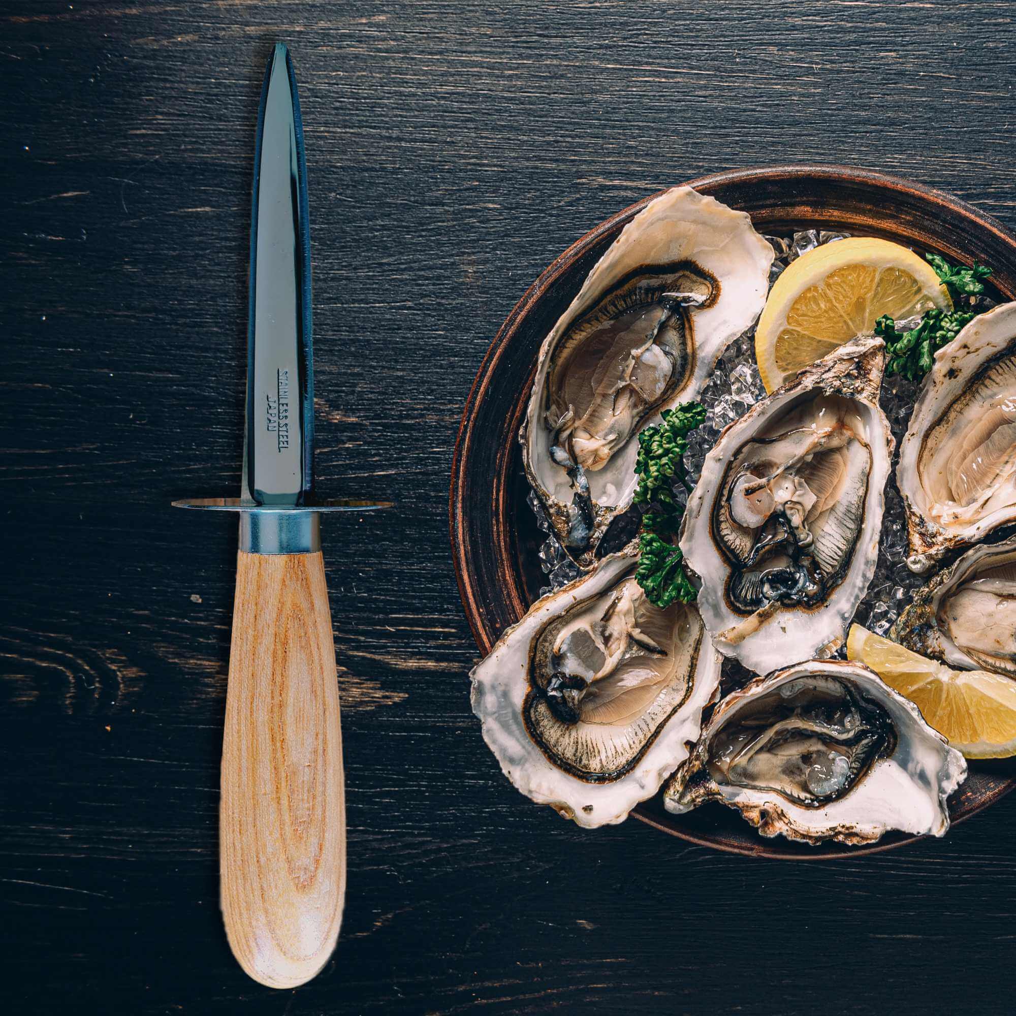 Ginza Steel | Oyster Knife Stainless Steel Wood handle