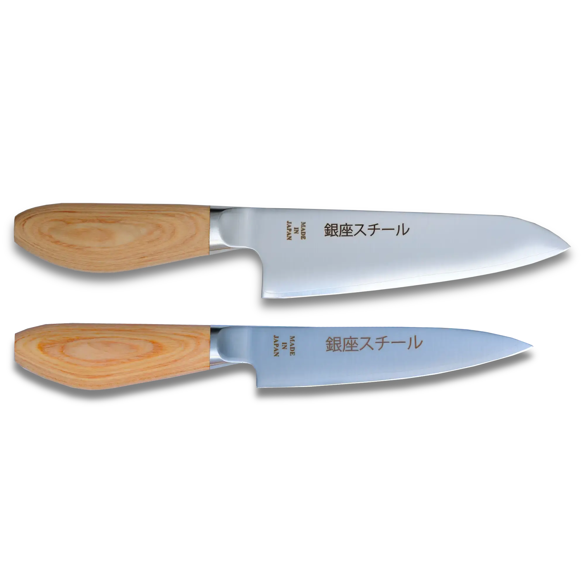 MATSUE - MV Stainless Steel Santoku Knife and Petty Knife Set /Natural Wood Handle