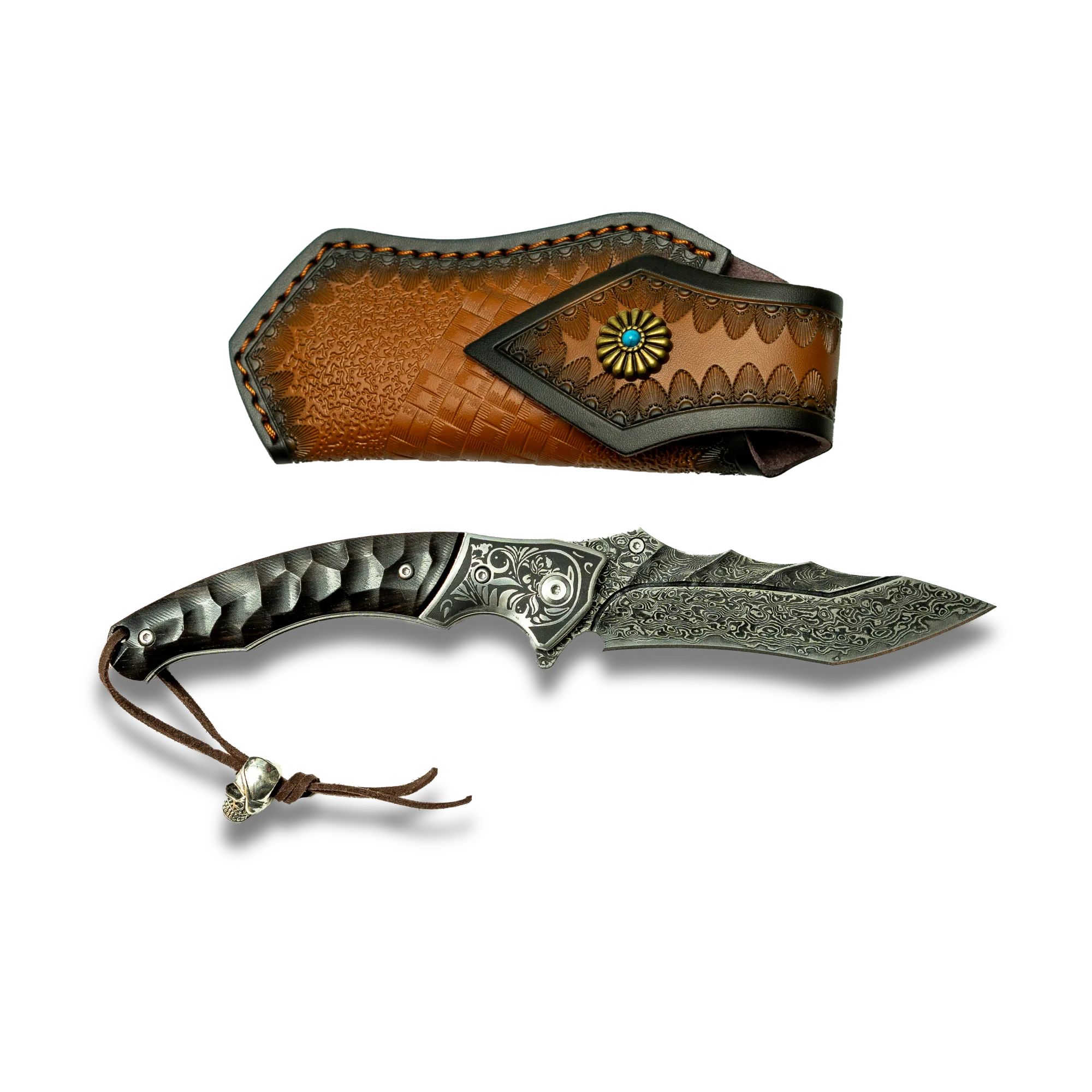 Scorpion VG10 Damascus Steel Folding Knife – 9.5cm Blade,