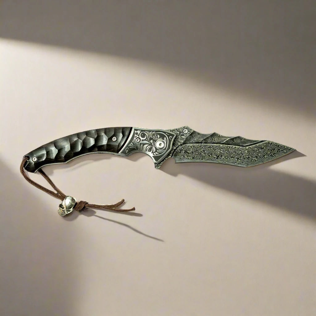 Scorpion VG10 Damascus Steel Folding Knife – 9.5cm Blade,