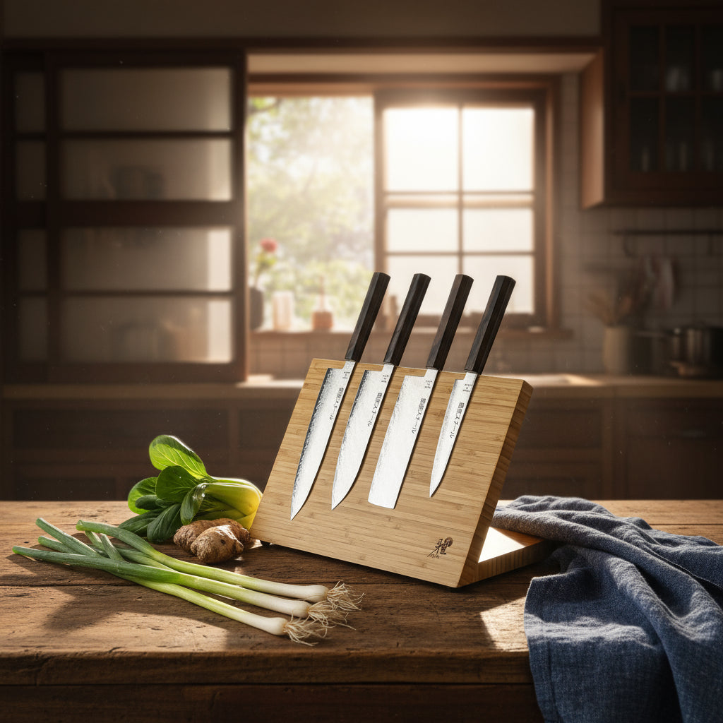 Ginza Steel Kitchen knife block set-Made in Japan