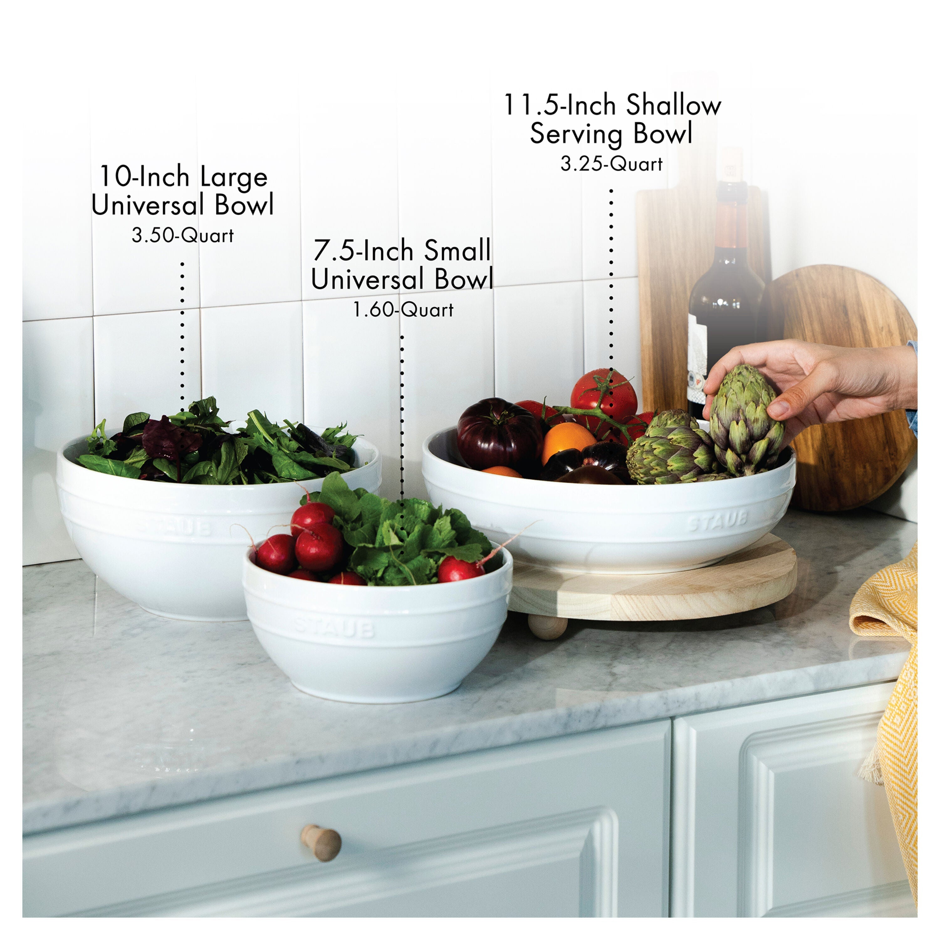 STAUB Ceramique 28 cm Ceramic Round Serving Bowl, White-2