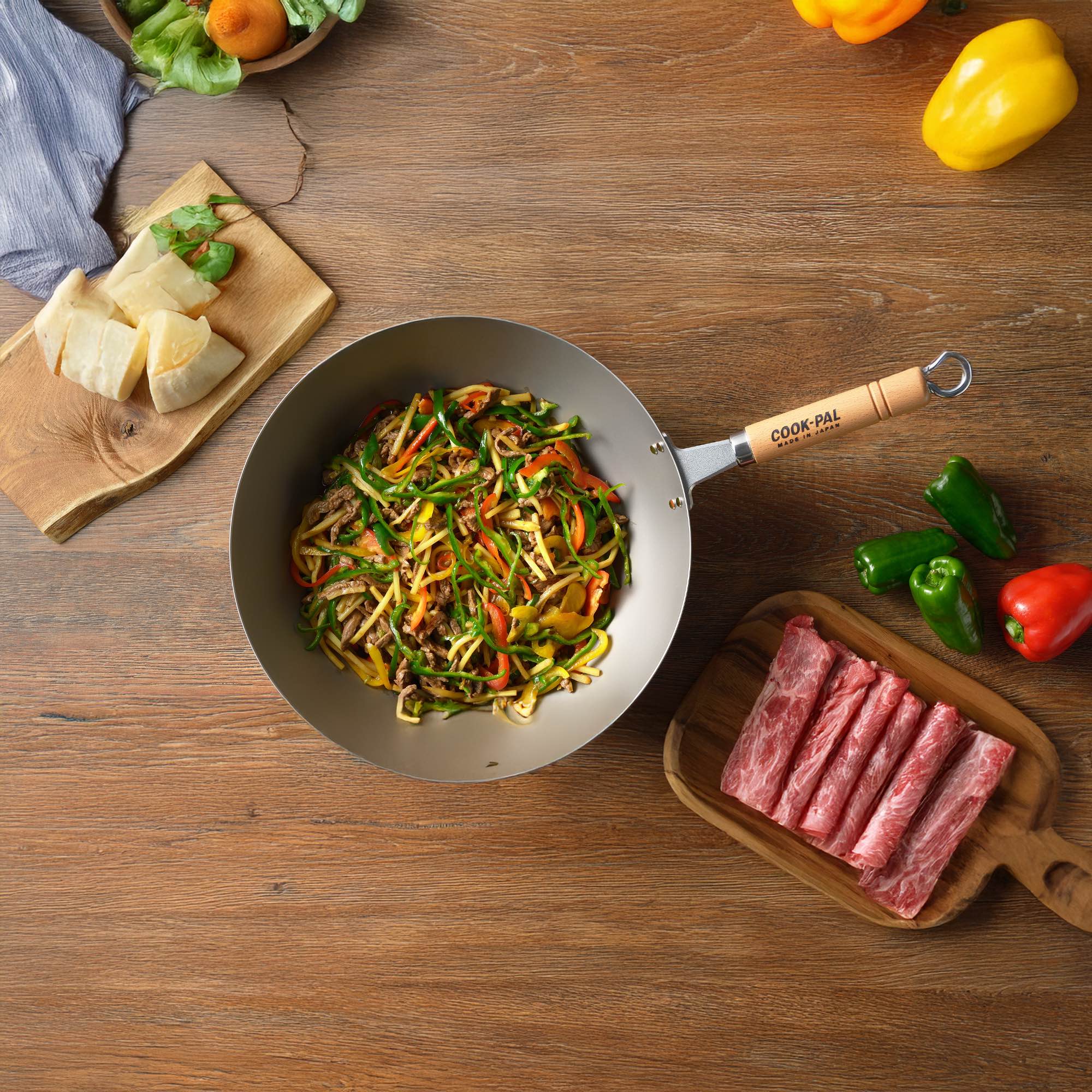 Yoshikawa Cook-Pal Titanium Wok 36cm with Stainless Steel Lid
