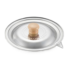Yoshikawa Yukihira Saucepan with Lid stainless steel 14/16cm featuring a wooden knob, ideal for simmering and steaming in Japan.