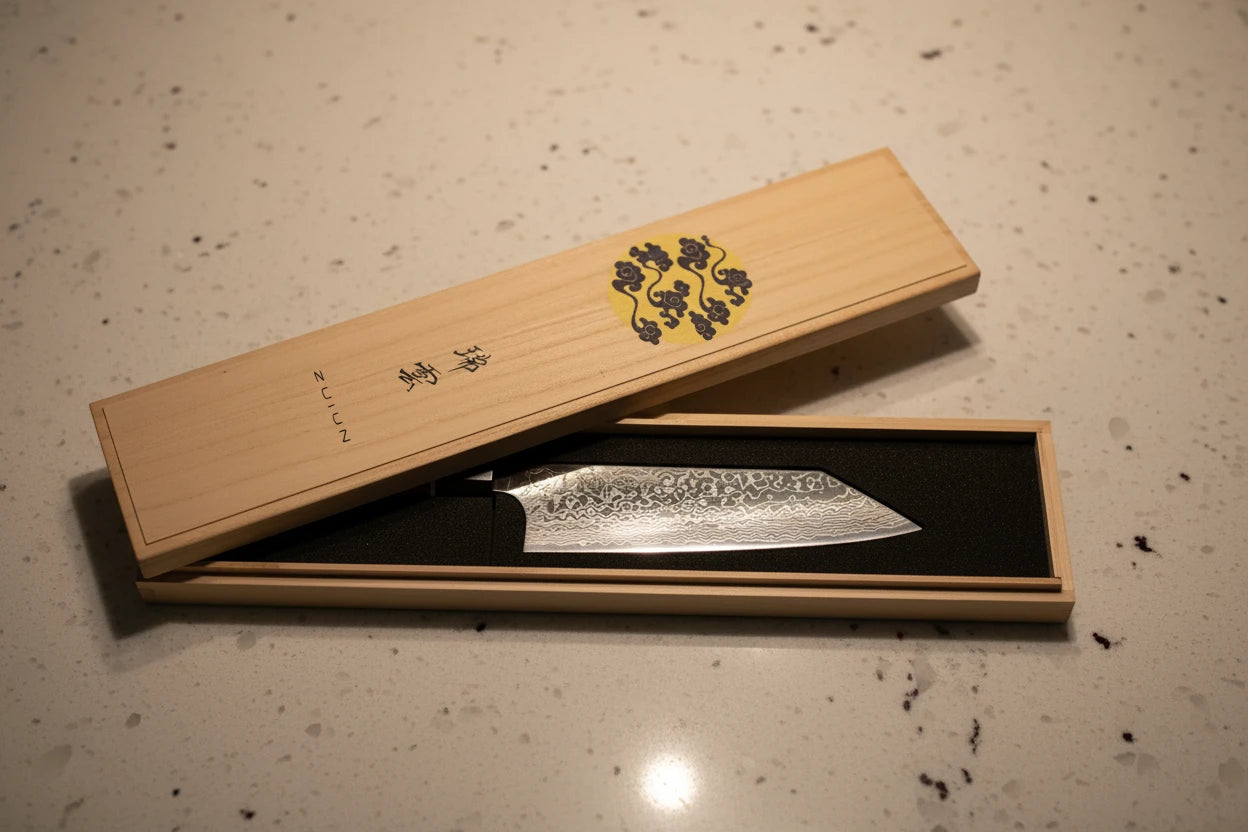 ZUIUN Japan | Handmade Kiritsuke Santoku Knife Damascus Steel 180mm