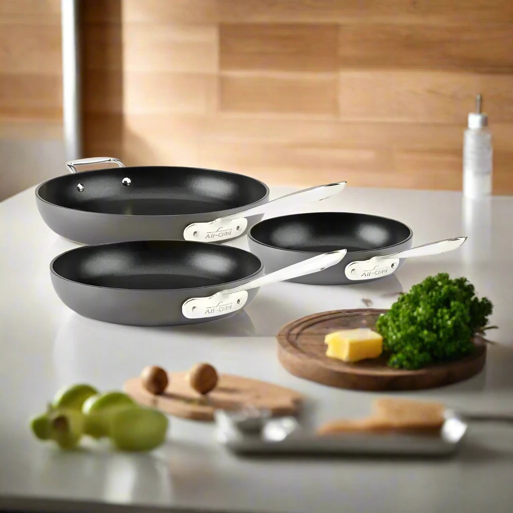 ALL-CLAD HA1 Hard Anodized Nonstick Fry Pan Set – 8”, 10”, & 12” Skillets