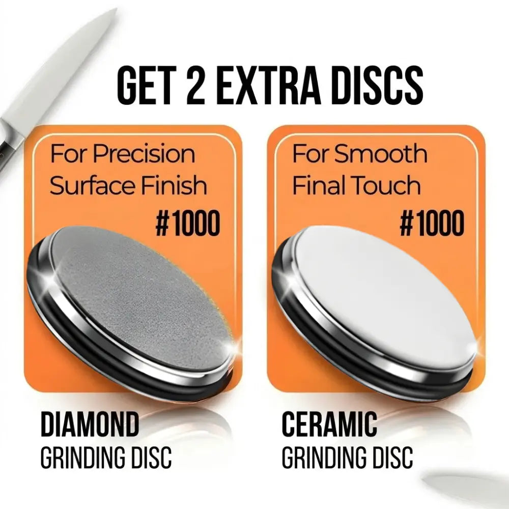 Rolling Knife Sharpener accessories including diamond and ceramic grinding discs for precision and smooth finish sharpening.