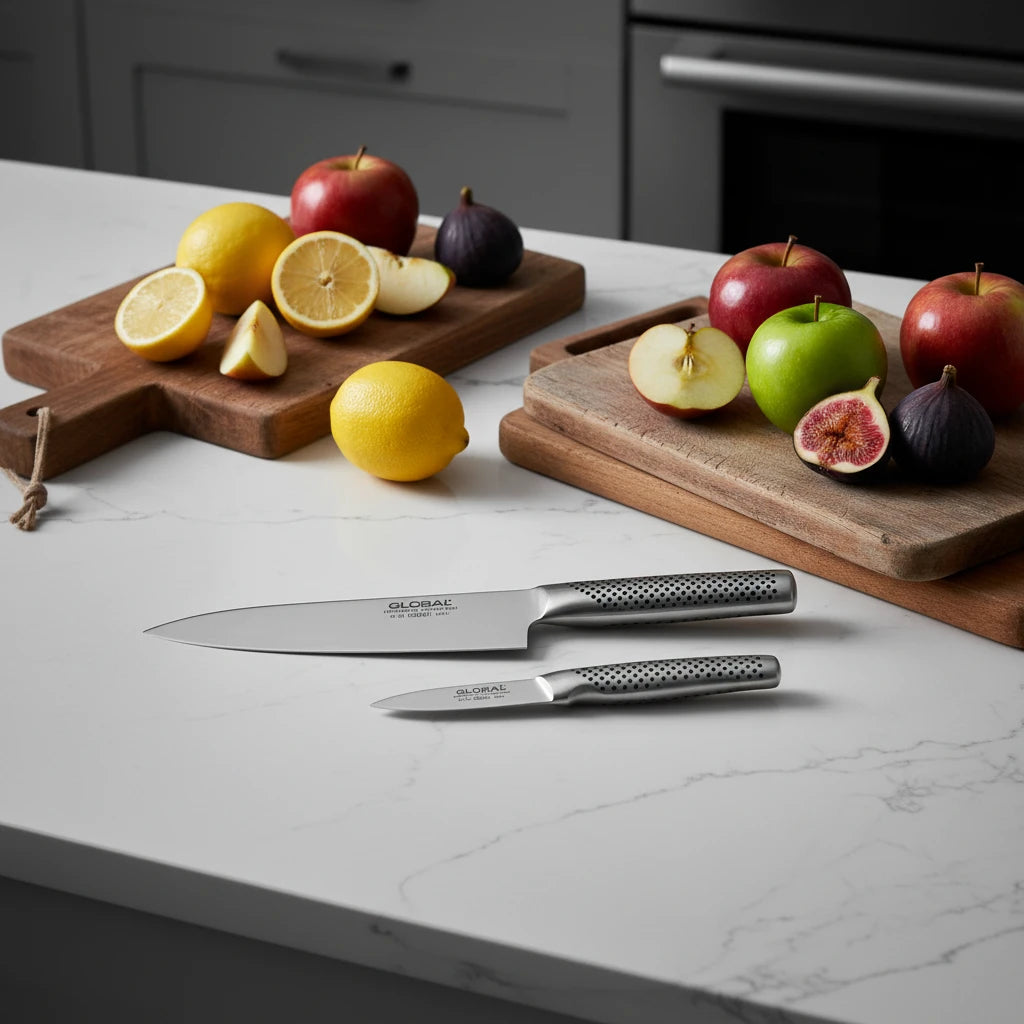 Global 2-Piece Kitchen Knife Set – G55 Chef Knife & GSF-31 Peeling Knife
