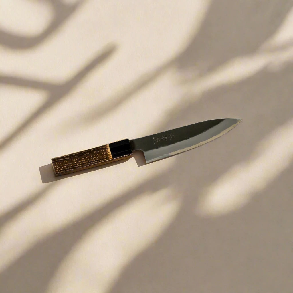 Hinoura Ajikataya Petty Knife 150mm – Kurouchi Finish, White #2 Steel