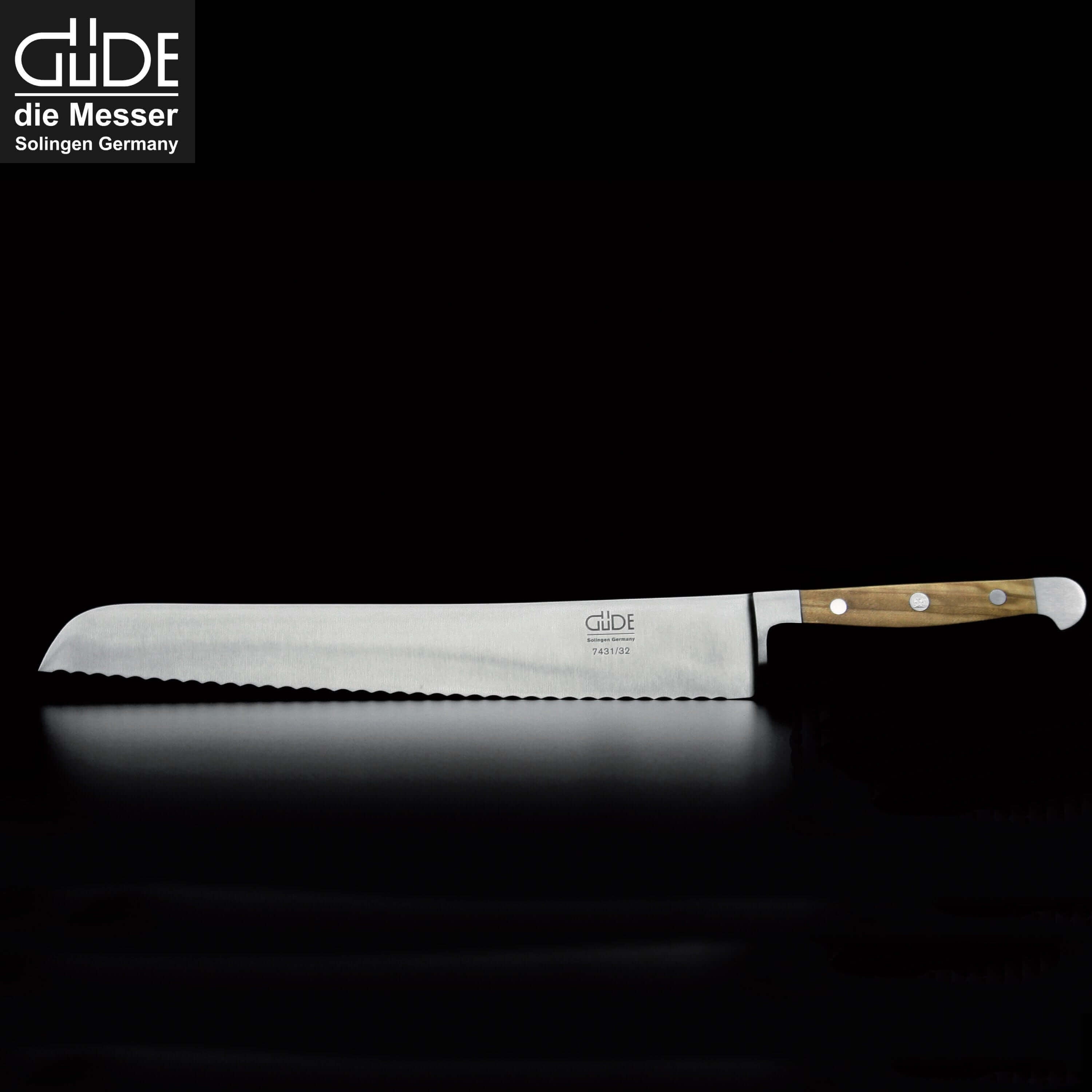 ALPHA OLIVE | Bread Knife Franz Dude 12.5 " Left hand Version| Forged steel / Olive Wood Handle