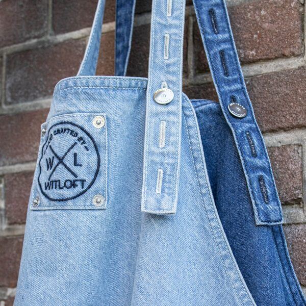 WITLOFT - Apron Denim Long - Mid Blue