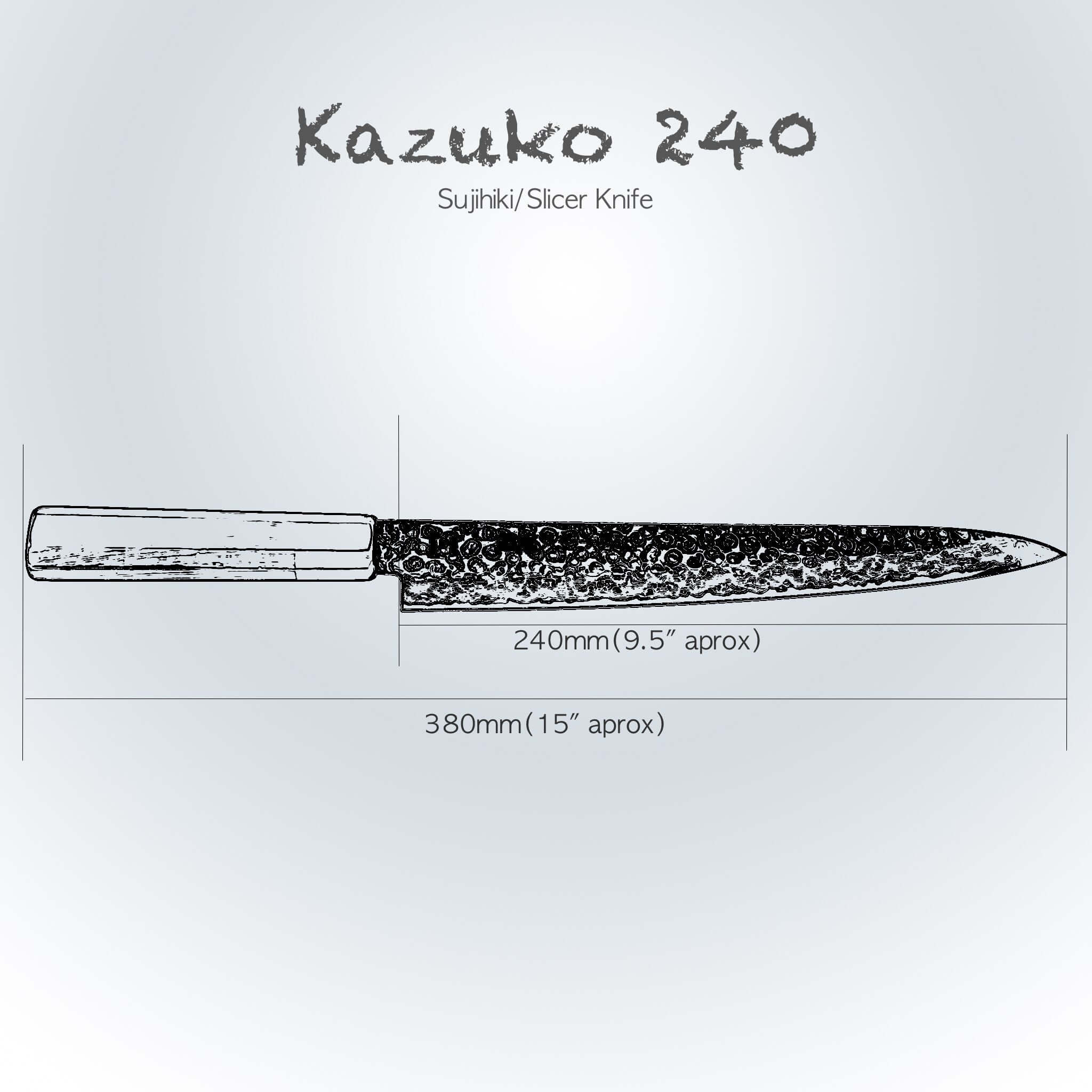 KAZUKO 240 - Lame Sujihiki/trancheuse 240mm