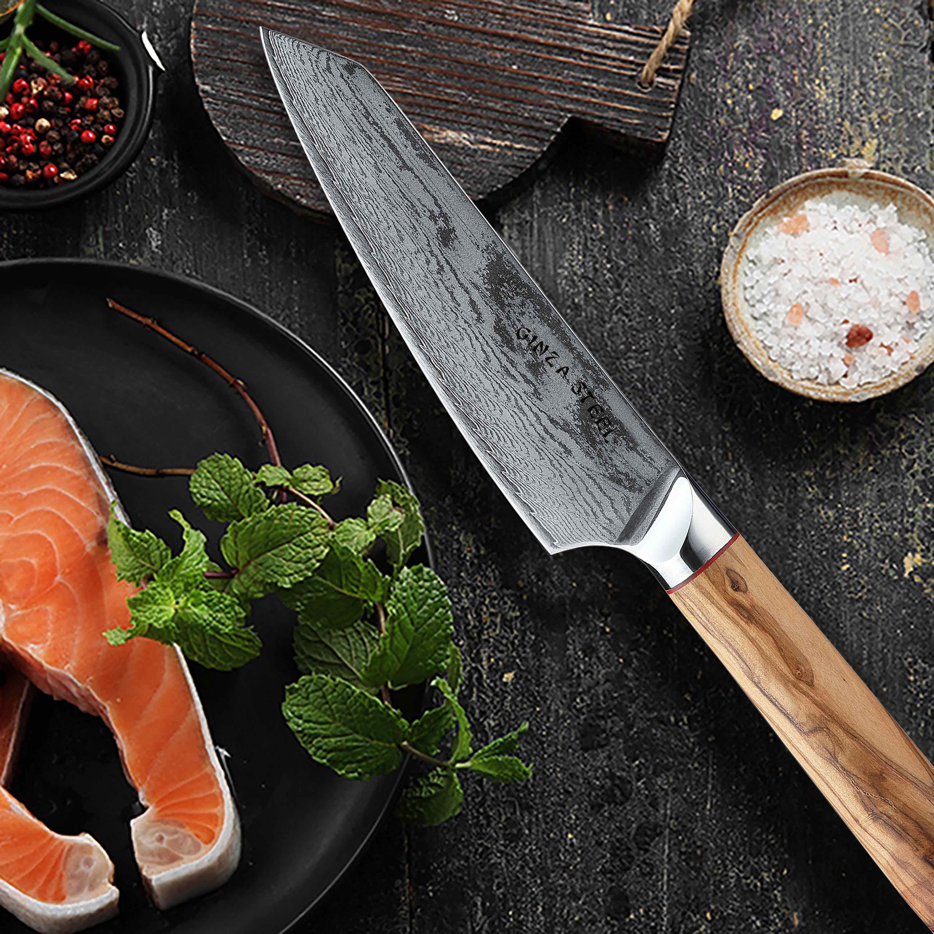 MIA 17 | Chef Knife 6.5 " Damascus AUS10 Steel 67 Layer/Italian Olive Wood Handle